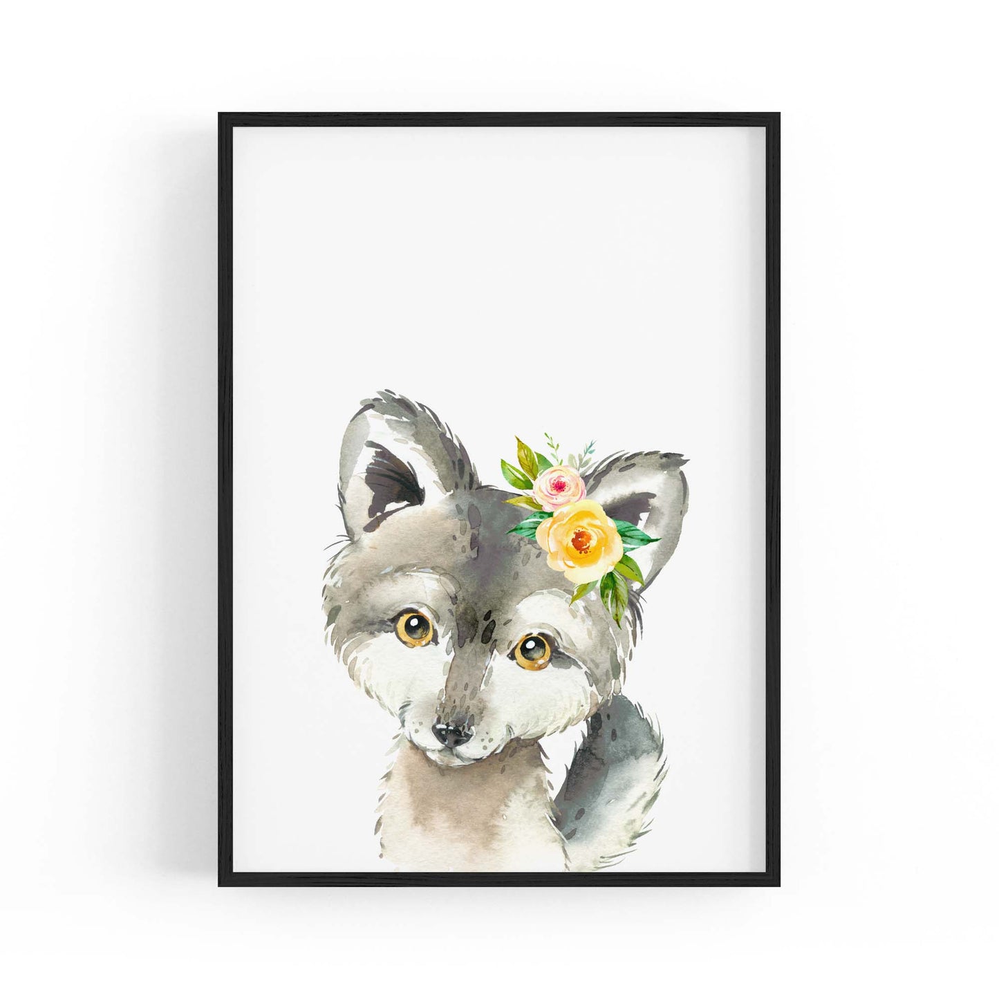 Cute Baby Wolf Nursery Animal Gift Wall Art - The Affordable Art Company