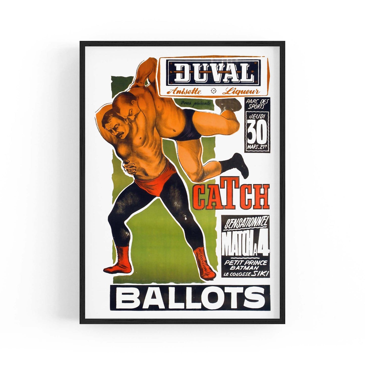 Duval French Wrestling Vintage Sports Advert Wall Art - The Affordable Art Company