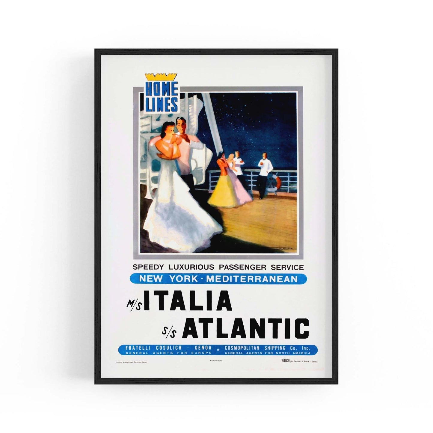 Italia Atlantic Vintage Travel Advert Wall Art - The Affordable Art Company