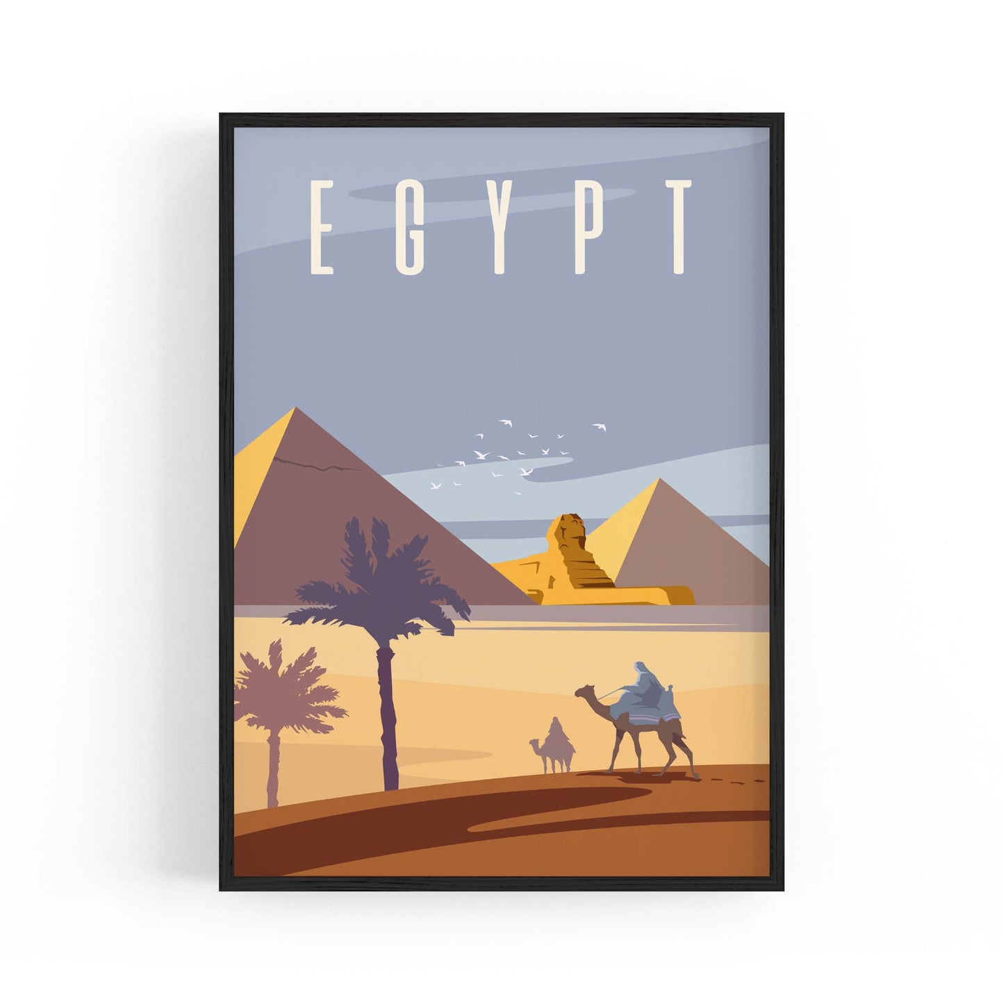 Retro Pyramids Egypt World Travel Vintage Wall Art - The Affordable Art Company