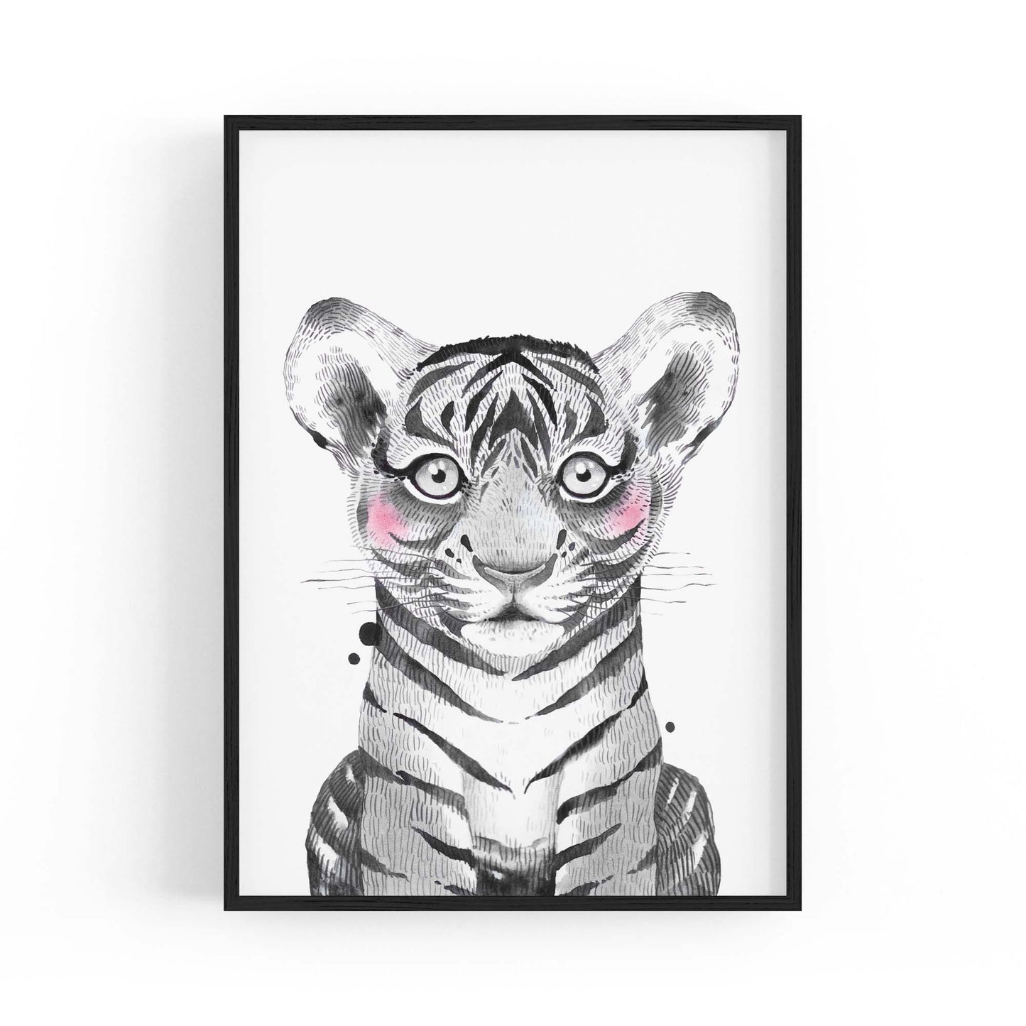 Cute Blushing Baby Tiger Nursery Animal Wall Art - The Affordable Art Company