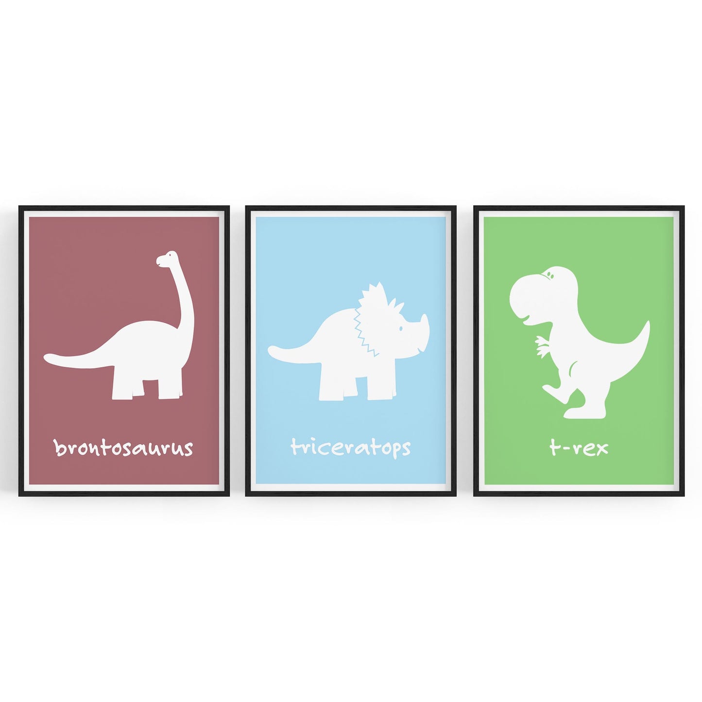 Set of Cartoon Dinosaur Nursery Bedroom Wall Art #2 - The Affordable Art Company