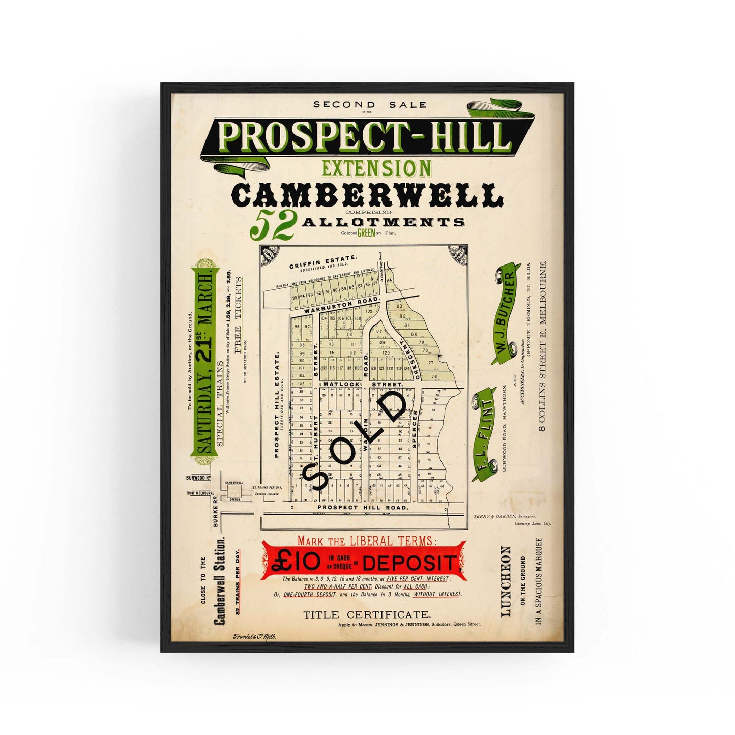 Camberwell Melbourne Vintage Real Estate Ad Art #2 - The Affordable Art Company