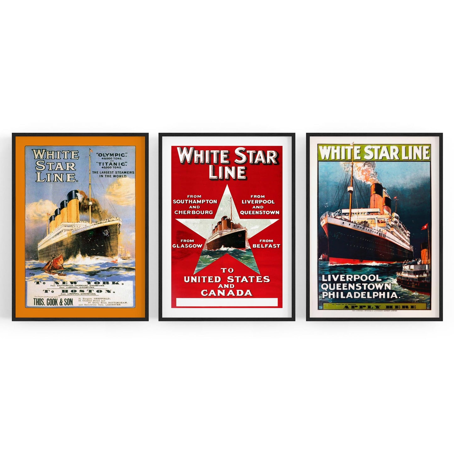 Set of Vintage White Star Line Advert Wall Art - The Affordable Art Company