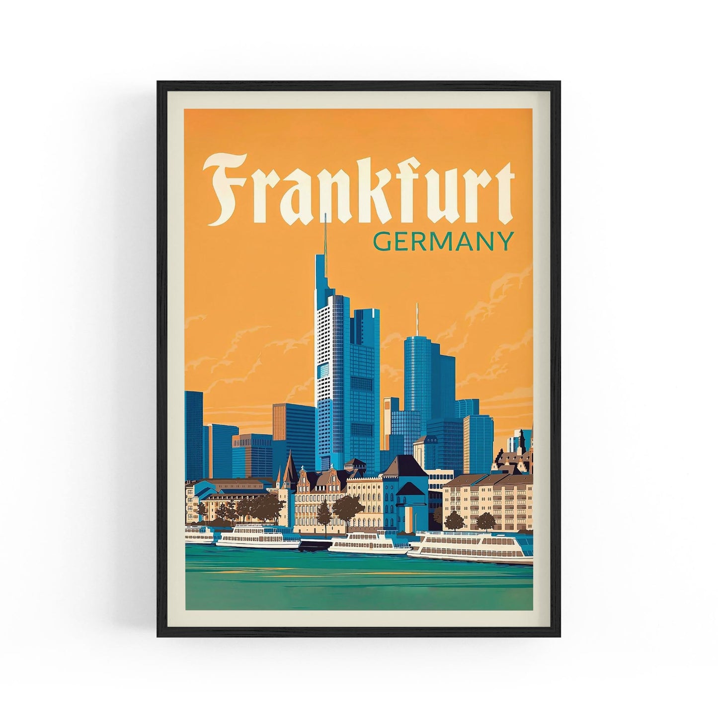 Retro Frankfurt, Germany Travel Advert Wall Art - Portsby