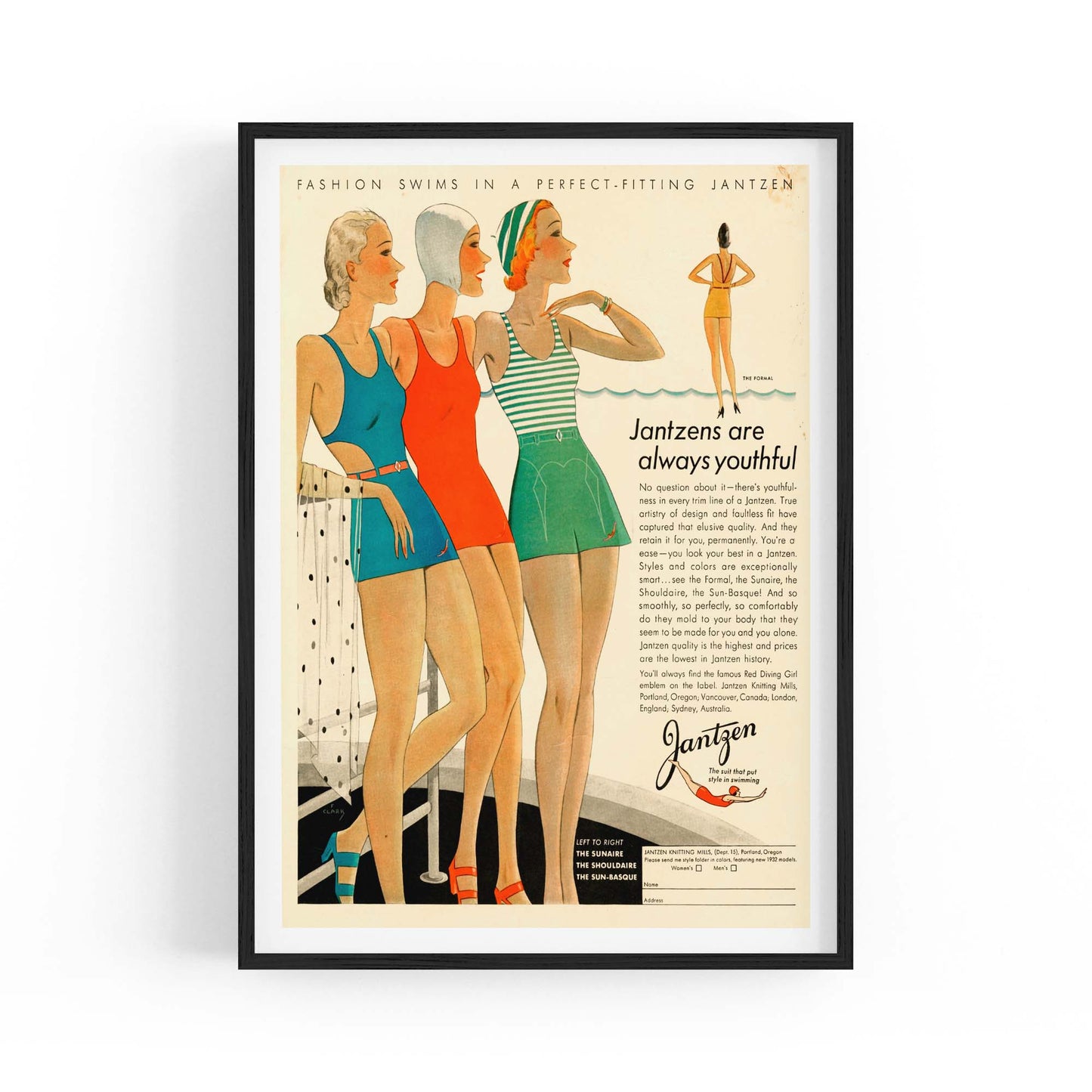 Vintage Fashion Advert Girls Bedroom Wall Art - The Affordable Art Company