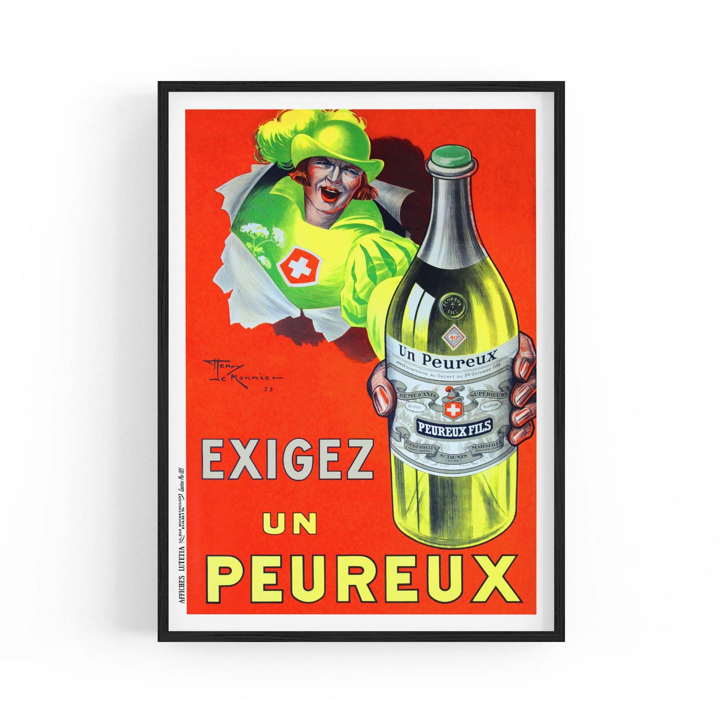 Exigez Un Peureux Vintage Drinks Advert Wall Art - The Affordable Art Company