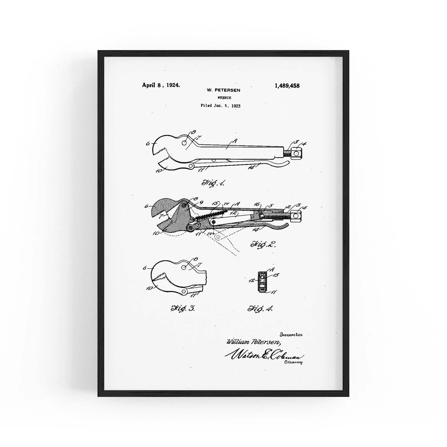 Vintage Wrench Tool Patent Wall Art #2 - The Affordable Art Company