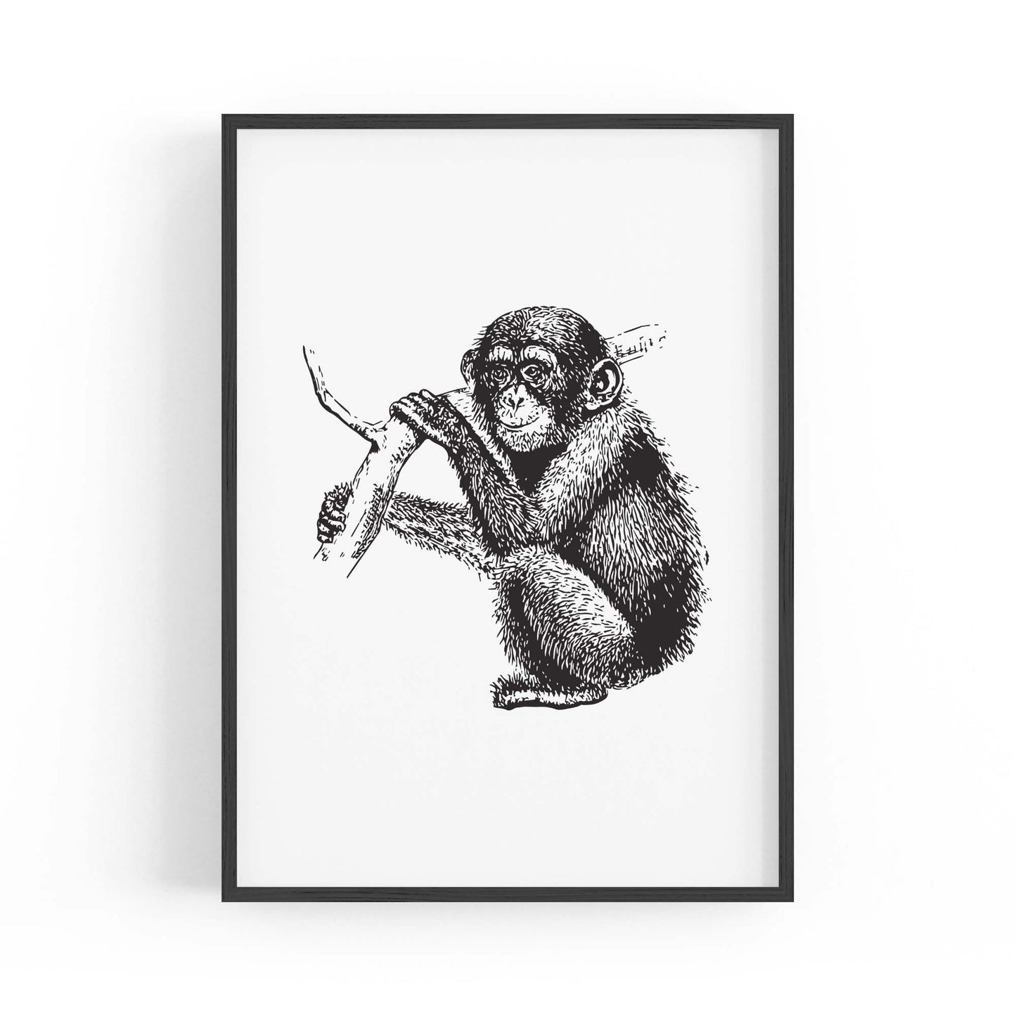 Monkey Baby Drawing Animal Jungle Wall Art - The Affordable Art Company