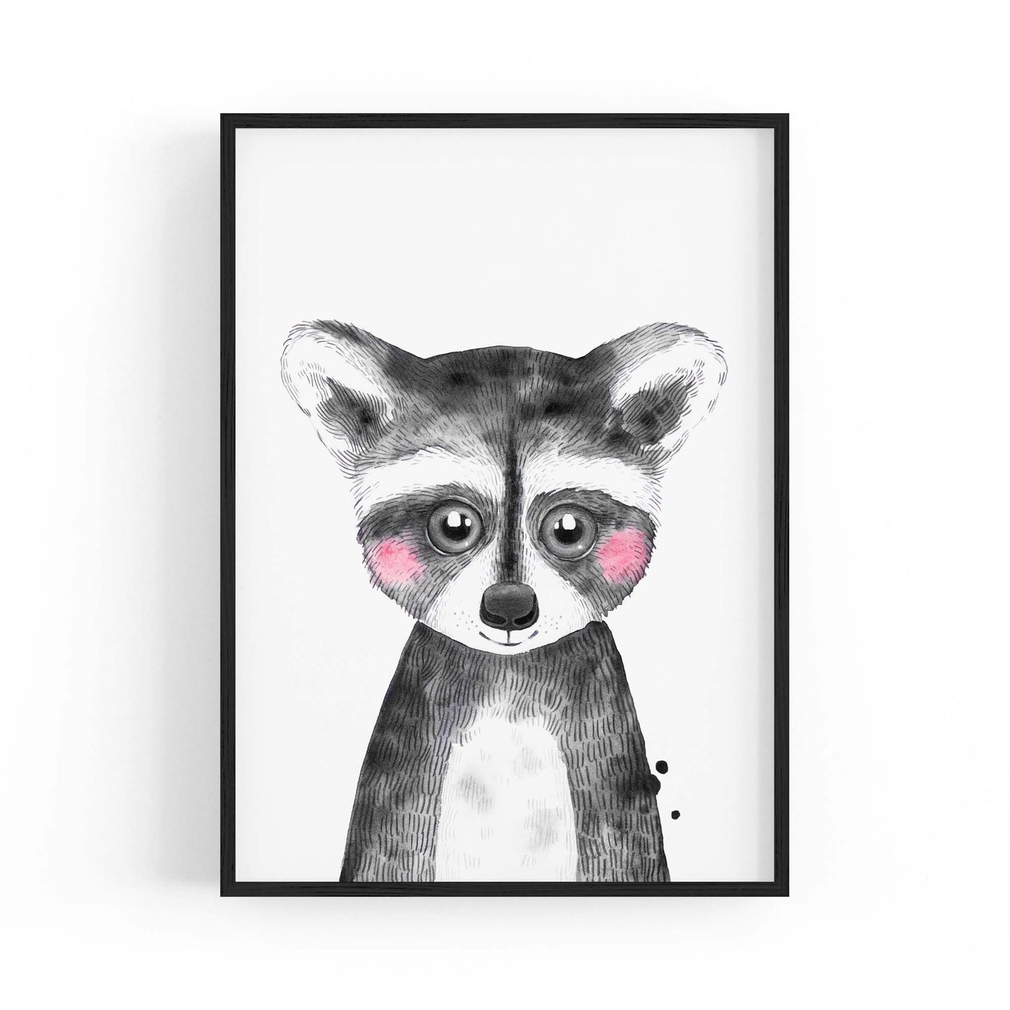 Cute Blushing Baby Raccoon Nursery Animal Wall Art - The Affordable Art Company