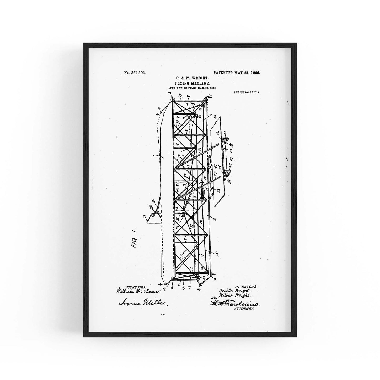 Airplane Patent Vintage Minimal Man Cave Wall Art #9 - The Affordable Art Company