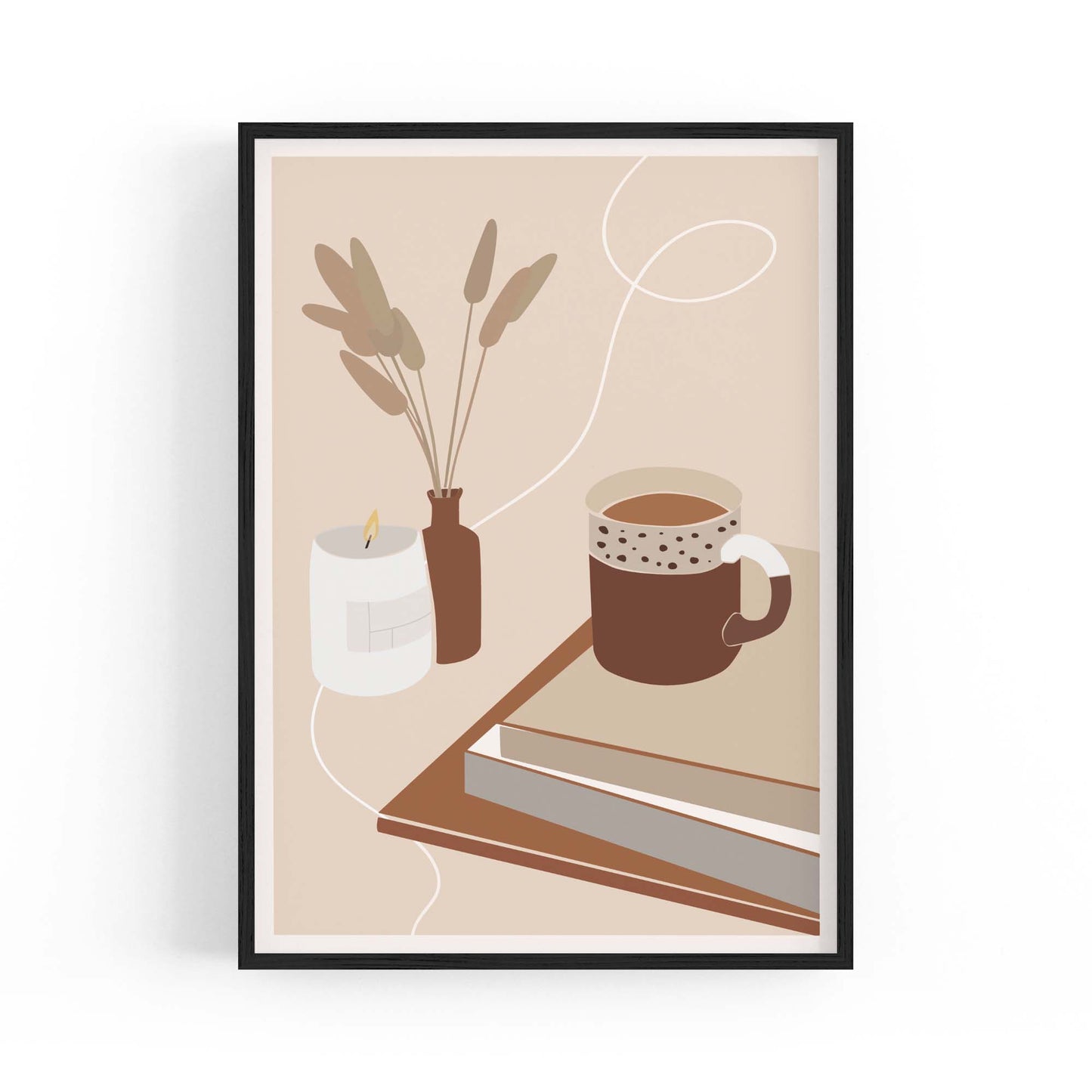 Abstract Coffee Morning Retro Minimal Wall Art - The Affordable Art Company