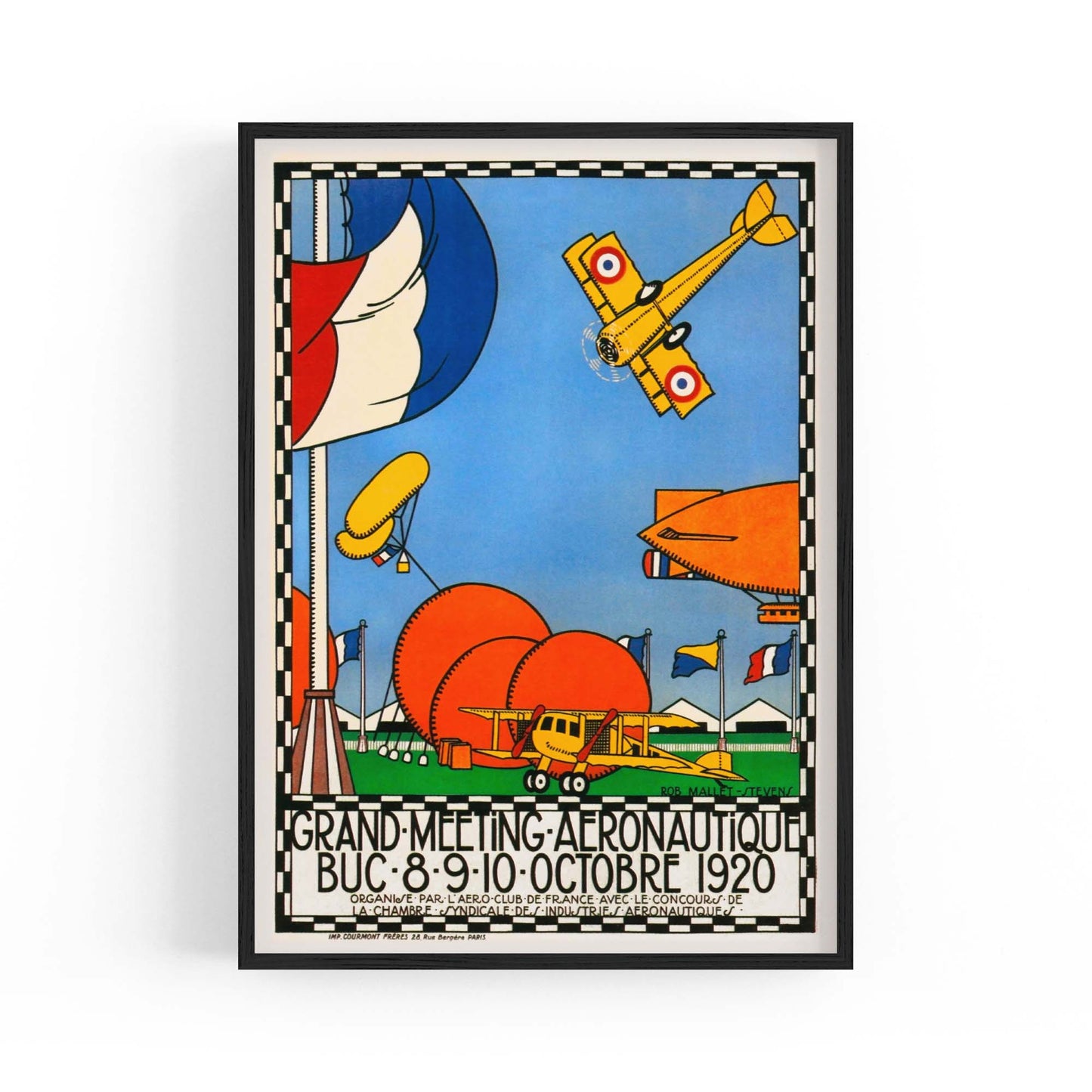 French Air Show Vintage Advert Pilot Wall Art - The Affordable Art Company