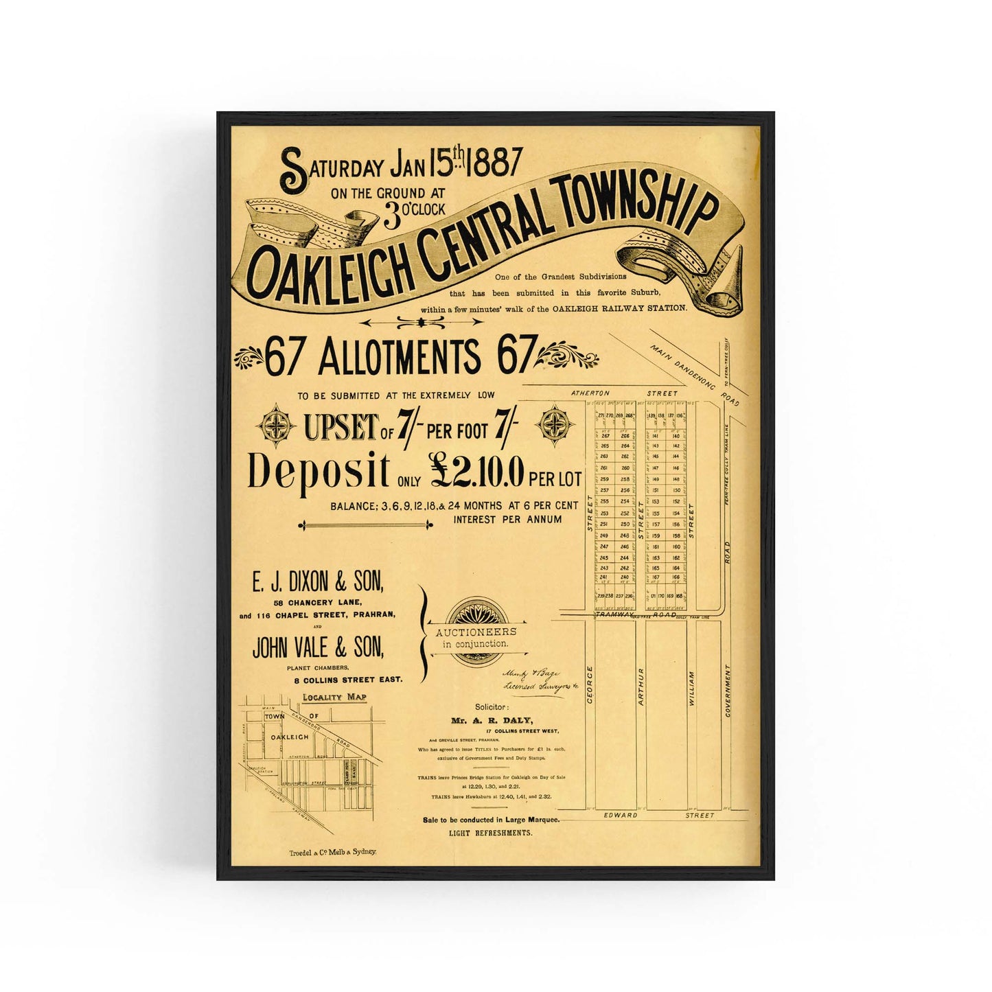 Oakleigh Melbourne Vintage Real Estate Advert Art #3 - The Affordable Art Company