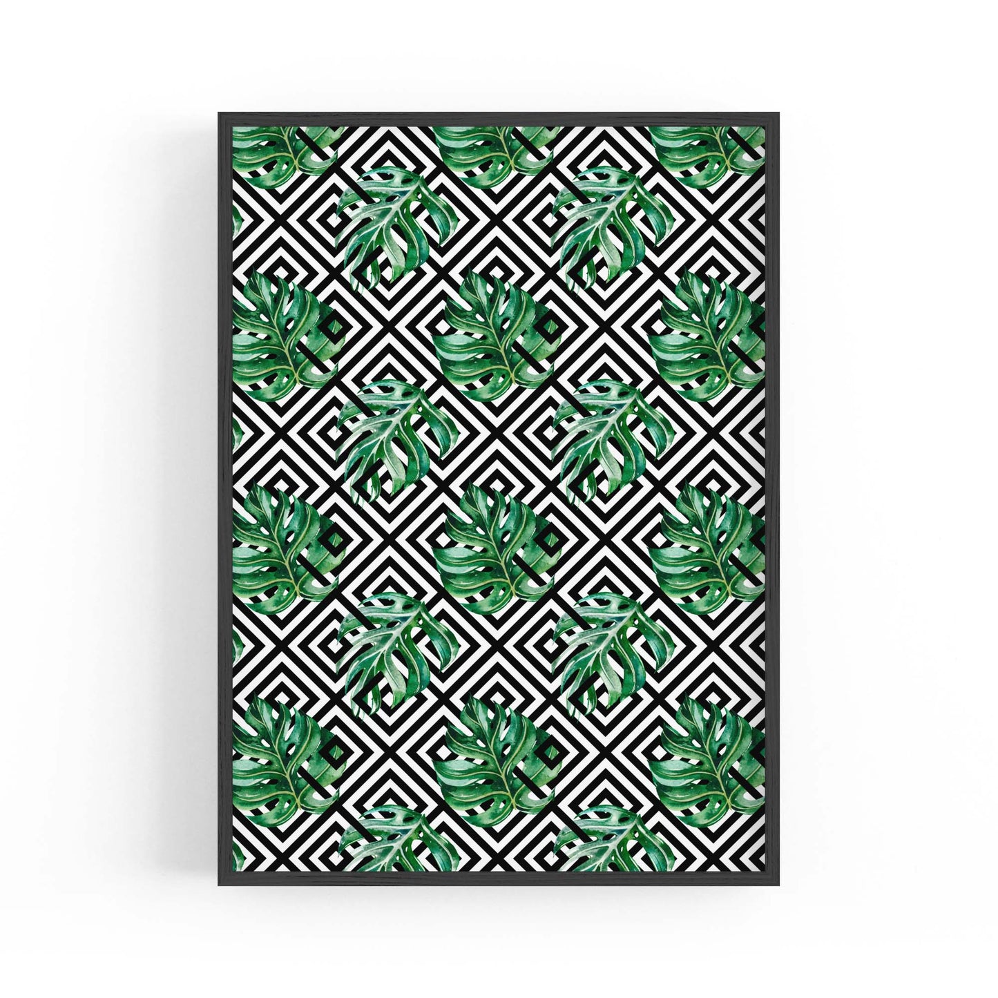 Green Leaves Geometric Nature Wall Art #3 - The Affordable Art Company