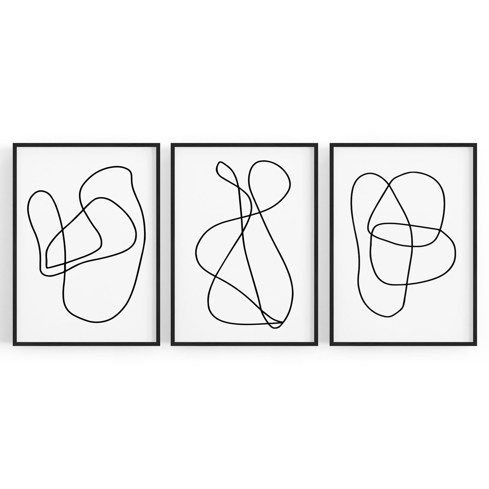 Set of Abstract Line Drawing Minimal Shape Wall Art #3 - The Affordable Art Company