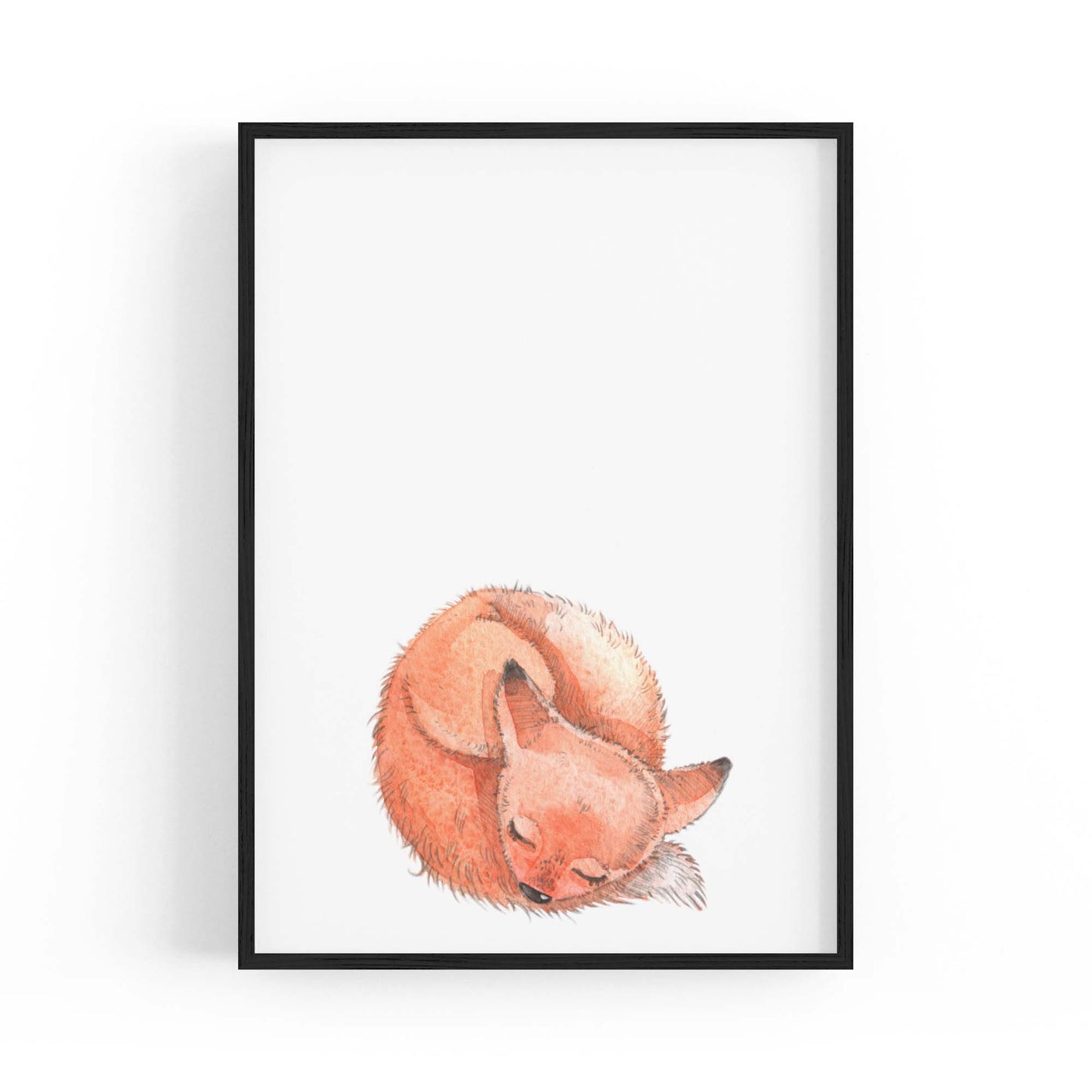 Cute Sleeping Fox Cartoon Animal Nursery Wall Art - The Affordable Art Company