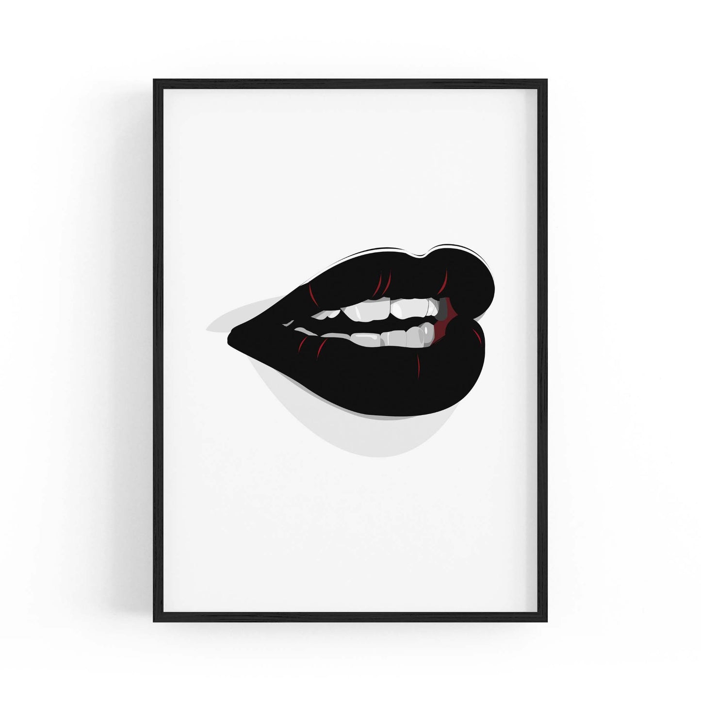 Black Lips Fashion Minimal Girls Bedroom Wall Art - The Affordable Art Company