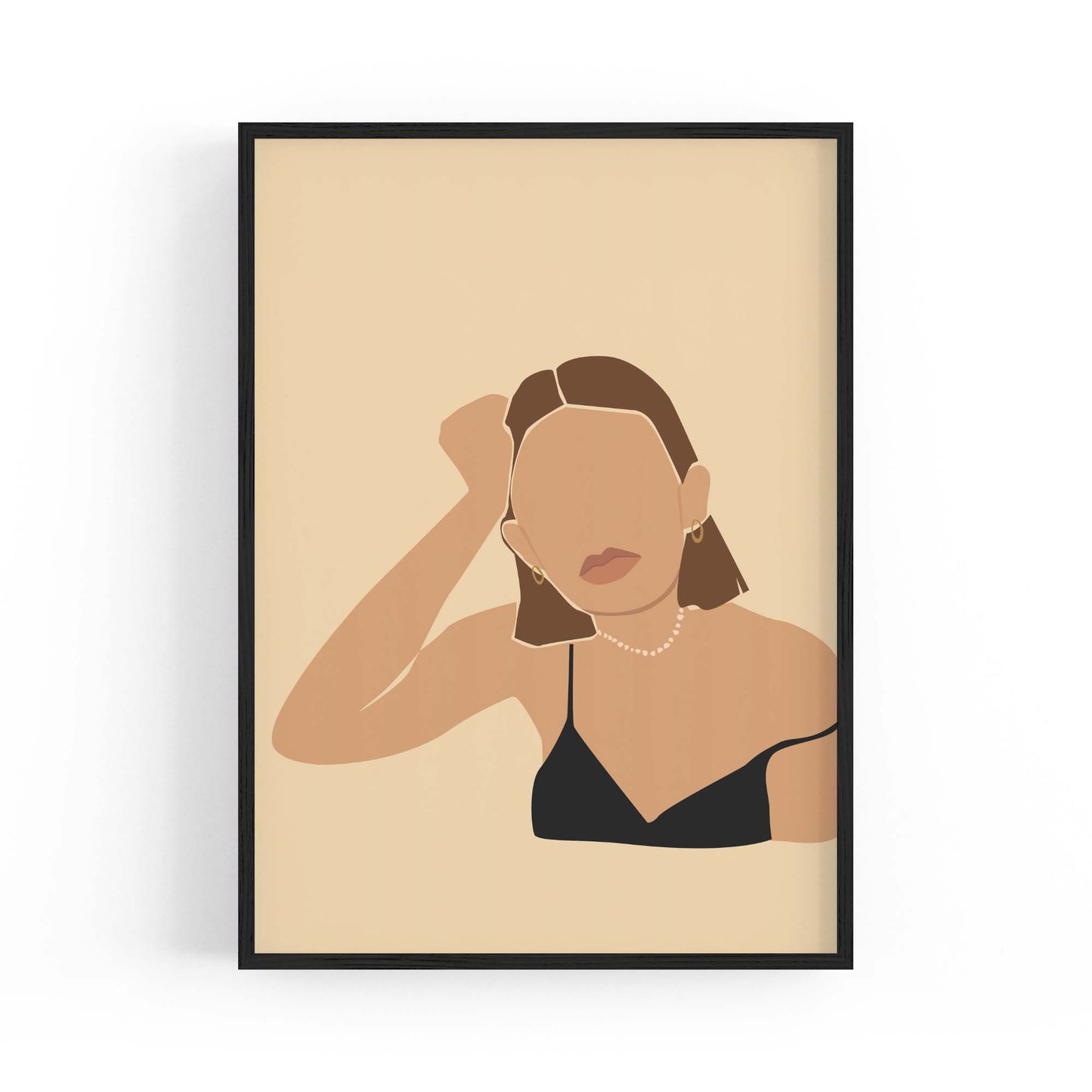 Abstract Brunette Girl Fashion Bedroom Wall Art - The Affordable Art Company