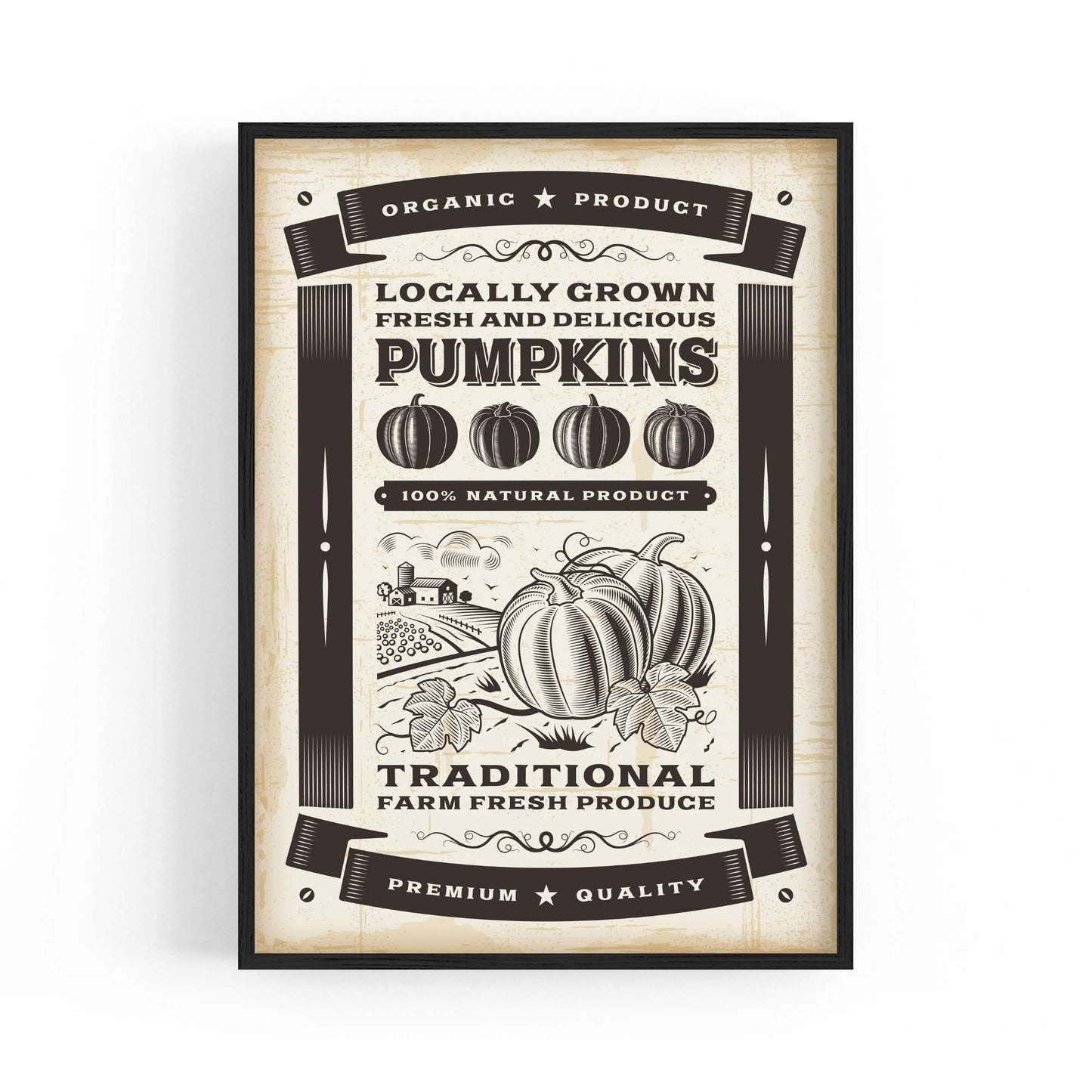 Vintage Pumpkin Farmhouse Cafe Kitchen Wall Art - The Affordable Art Company