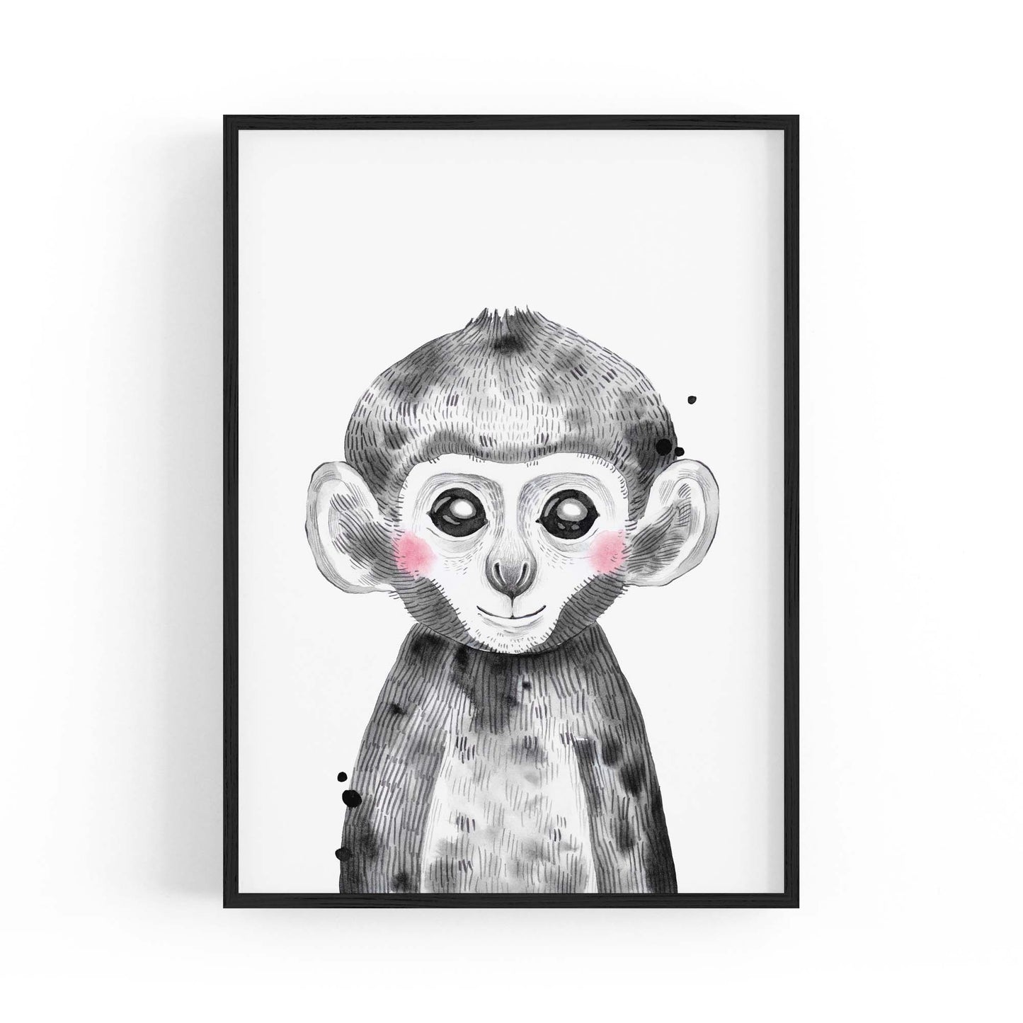 Cute Blushing Baby Monkey Nursery Animal Wall Art - The Affordable Art Company