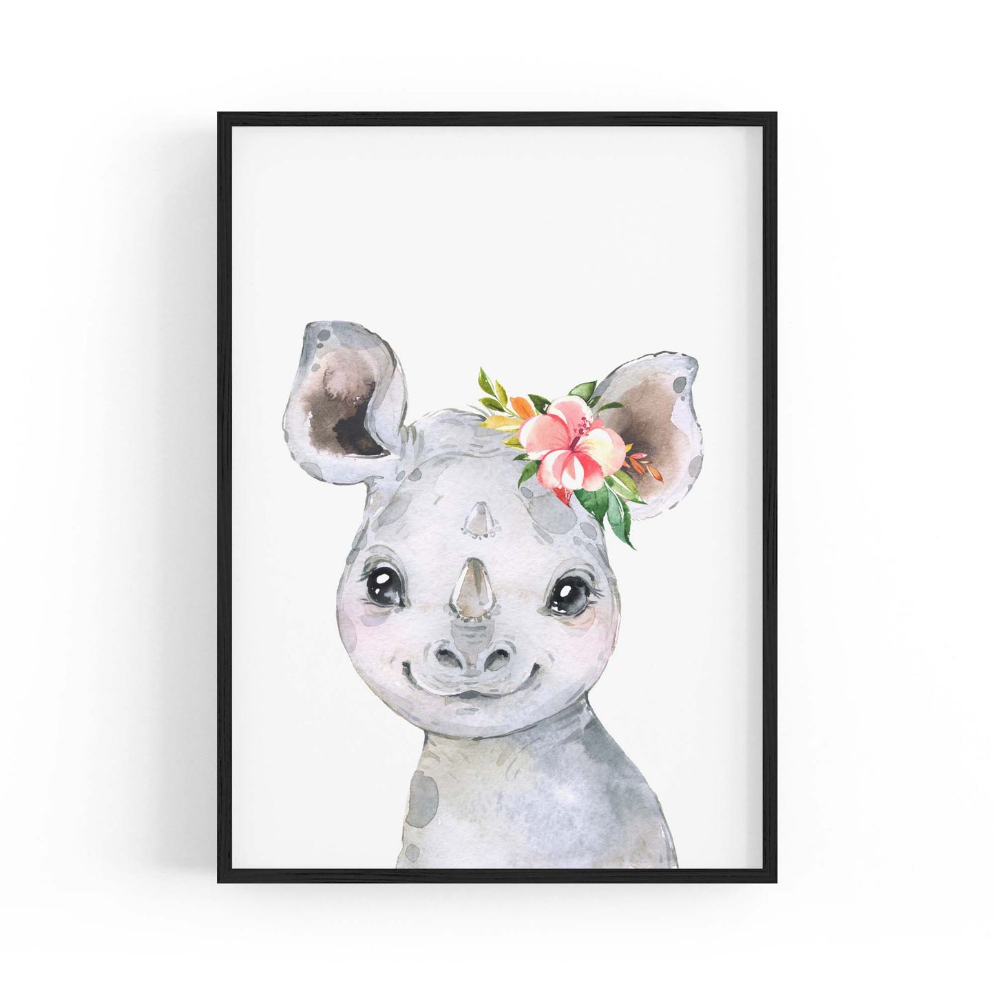 Cute Baby Rhino Nursery Animal Gift Wall Art - The Affordable Art Company
