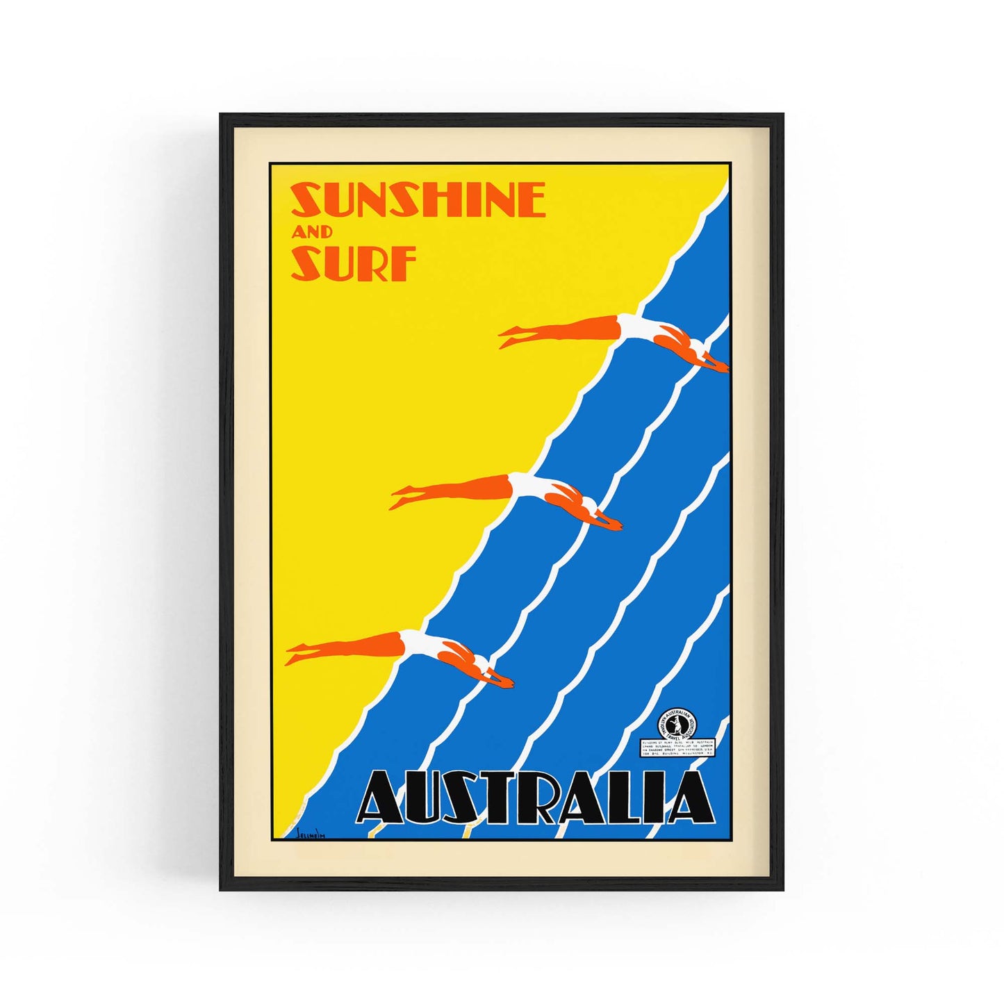 Vintage Sunshine and Surf, Australia Advert Wall Art - The Affordable Art Company