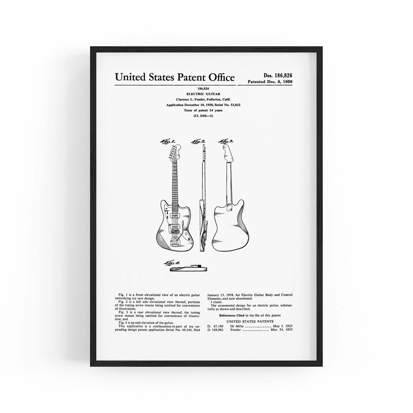 Vintage Guitar Patent Music Wall Art #4 - The Affordable Art Company