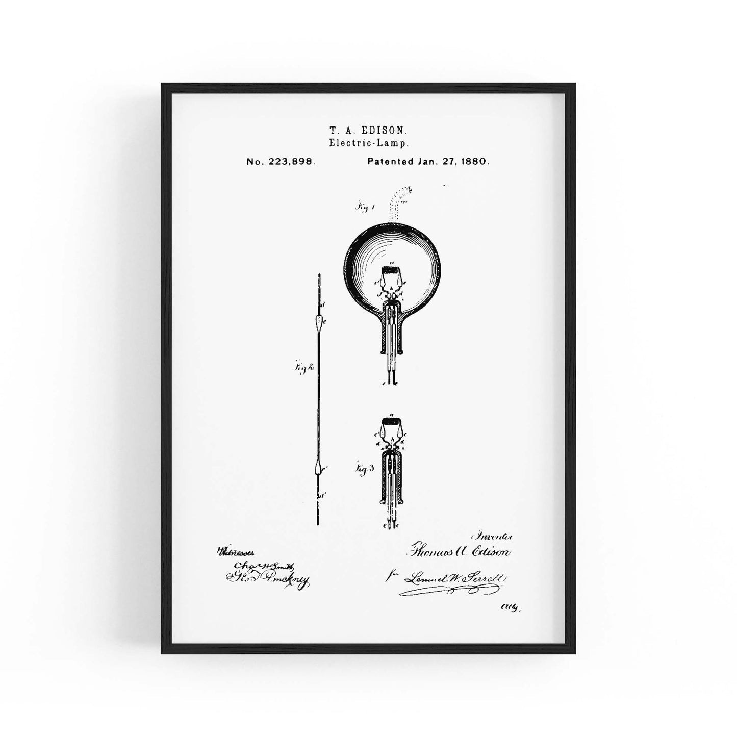 Vintage Edison Light Bulb Patent Wall Art #2 - The Affordable Art Company