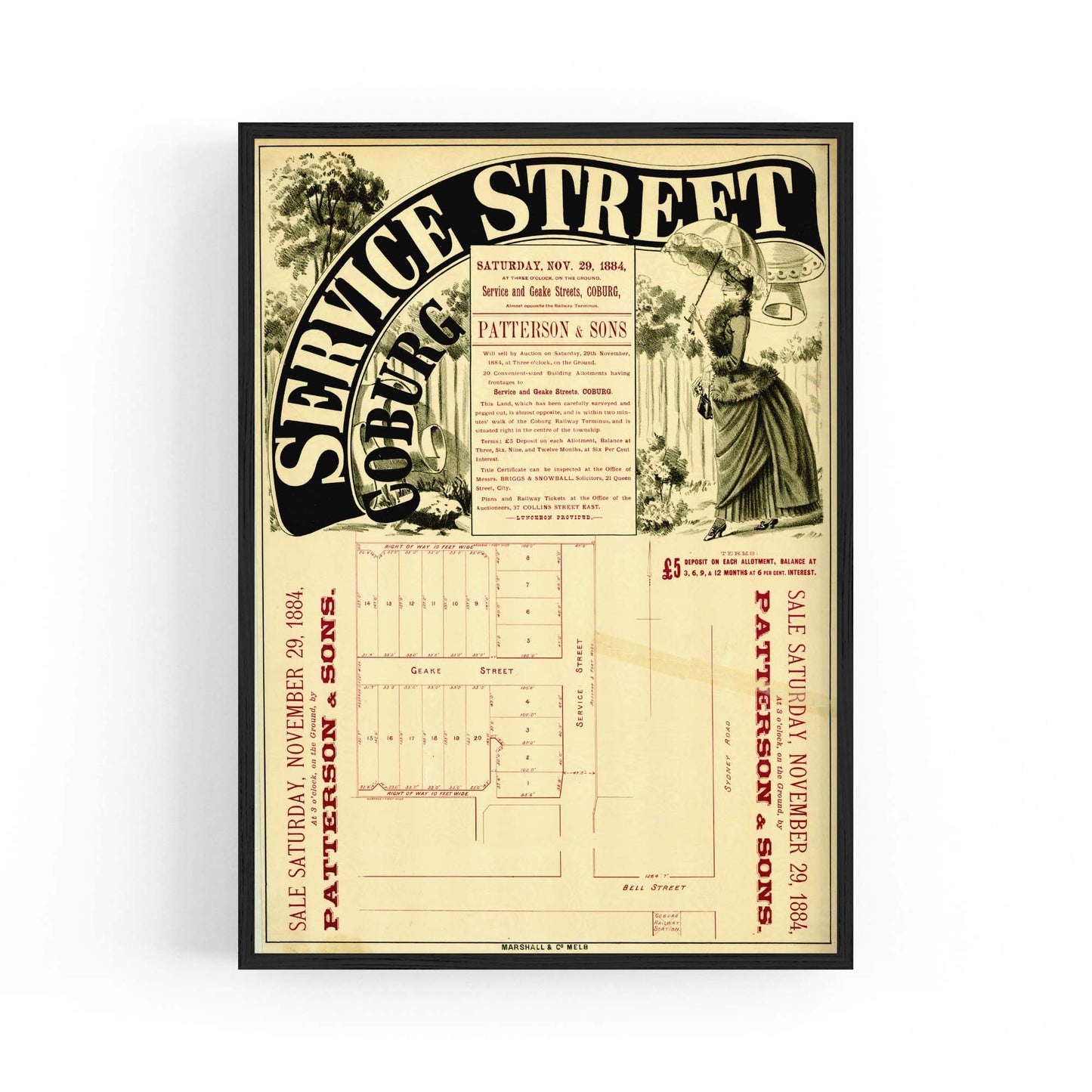 Coburg Melbourne Vintage Real Estate Advert Art #2 - The Affordable Art Company