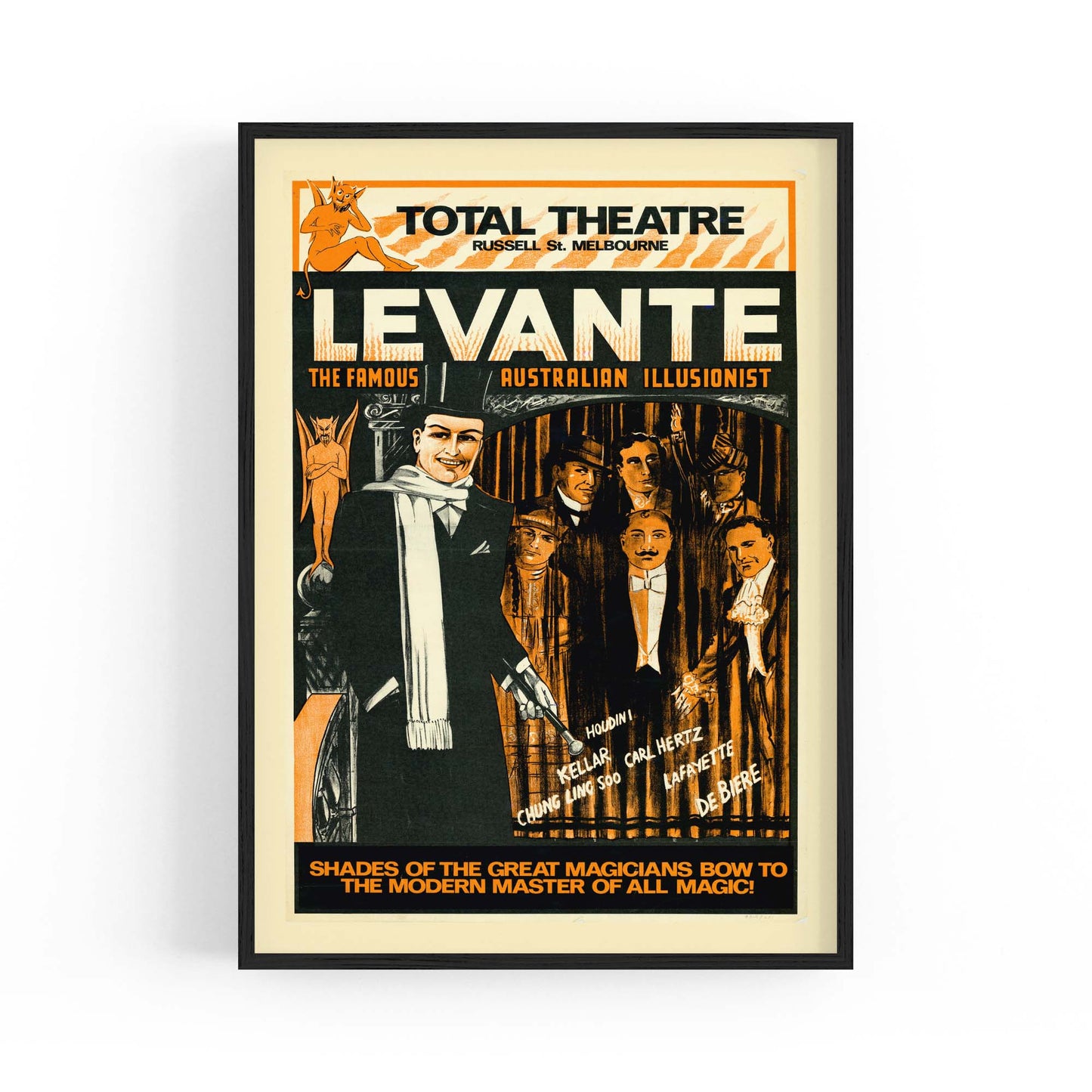 Levante Magician Melbourne Vintage Advert Wall Art - The Affordable Art Company