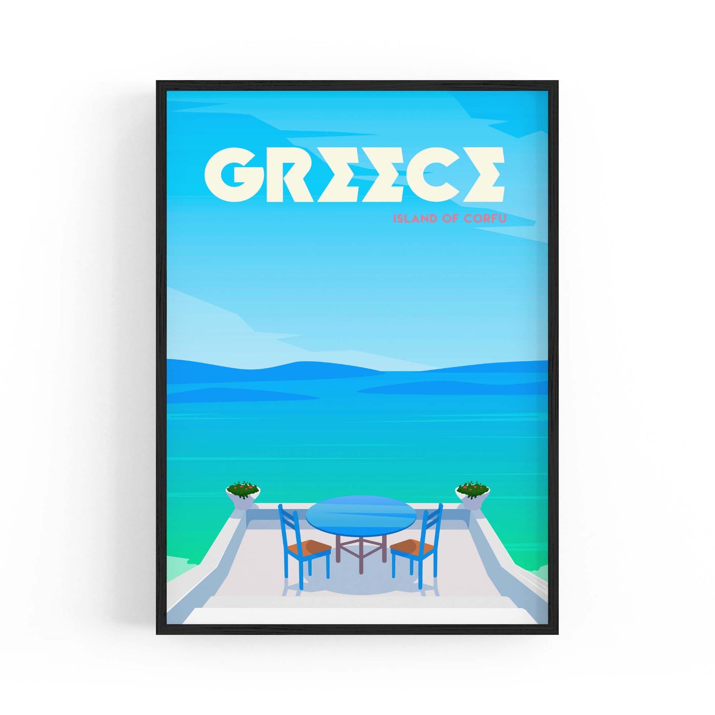 Retro Corfu Greece Travel Vintage Wall Art - The Affordable Art Company