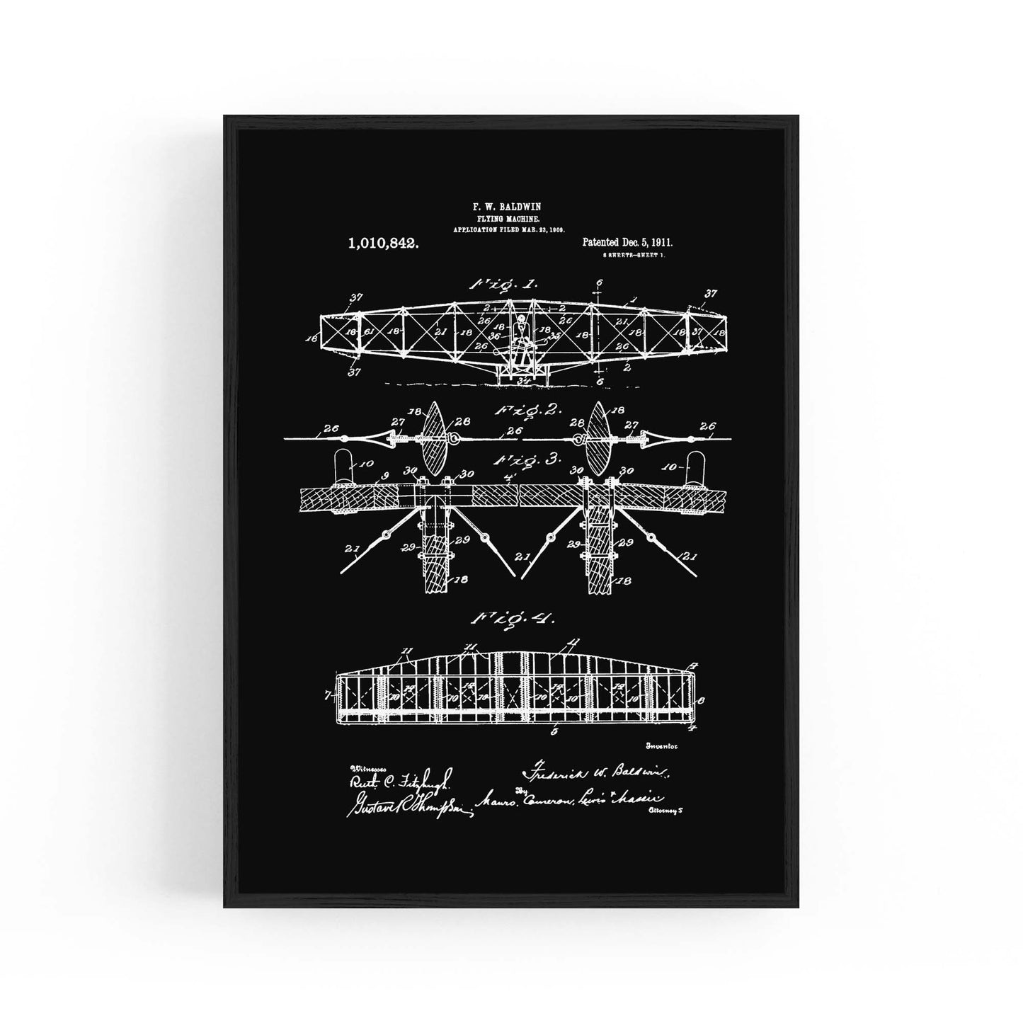 Airplane Patent Vintage Minimal Man Cave Wall Art #1 - The Affordable Art Company