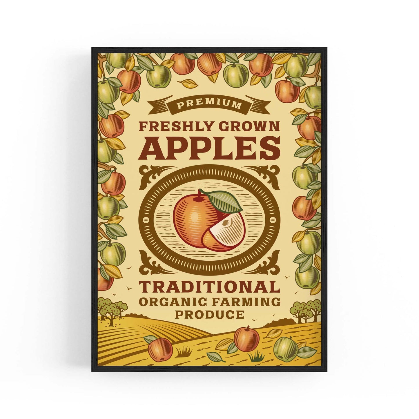 Vintage Apples Advert Farmhouse Kitchen Wall Art - The Affordable Art Company
