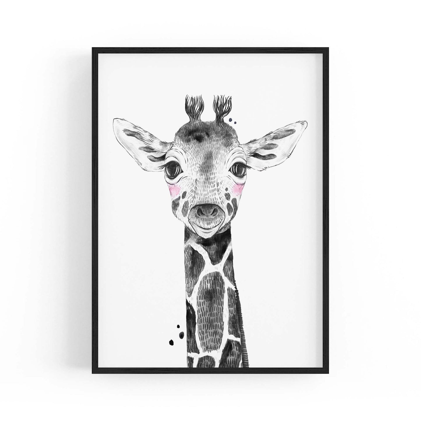 Cute Blushing Baby Giraffe Nursery Animal Wall Art - The Affordable Art Company