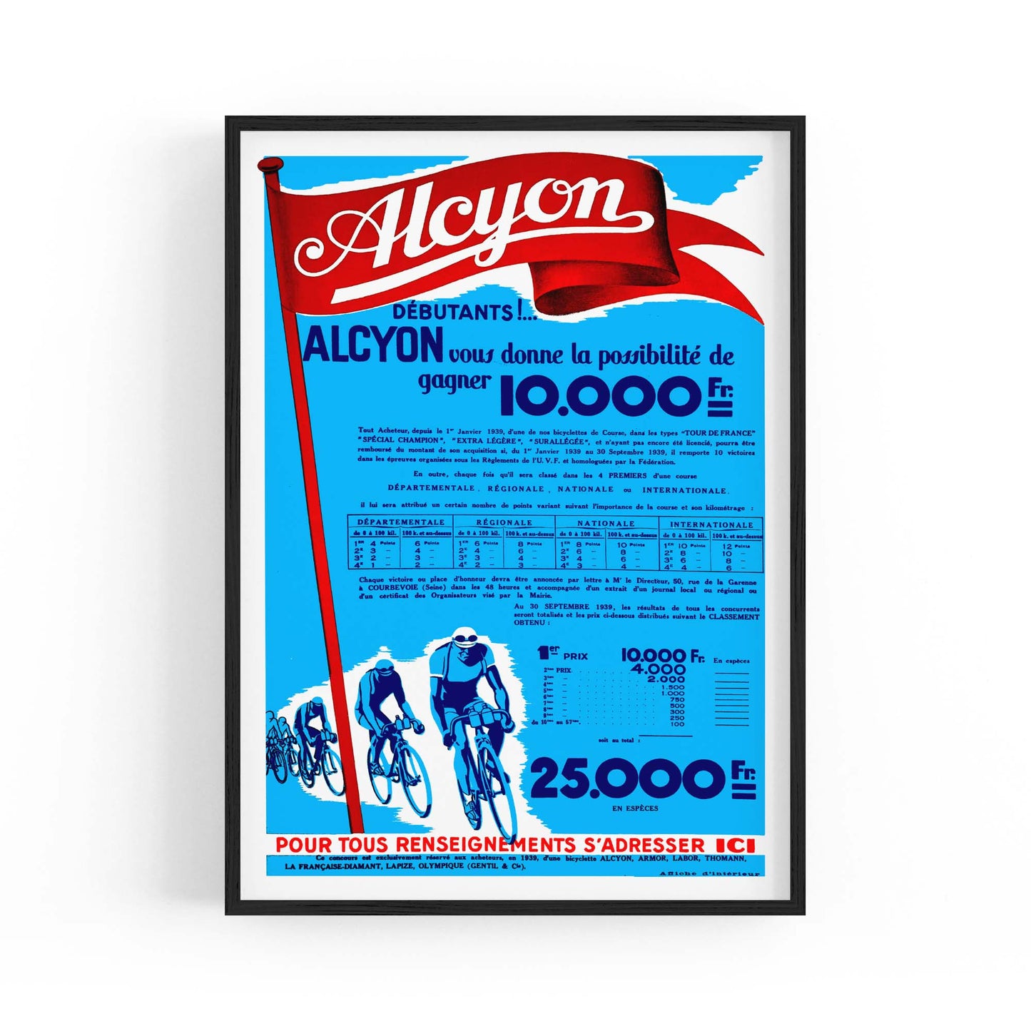 Alcyon Cycling Vintage Advert Wall Art - The Affordable Art Company