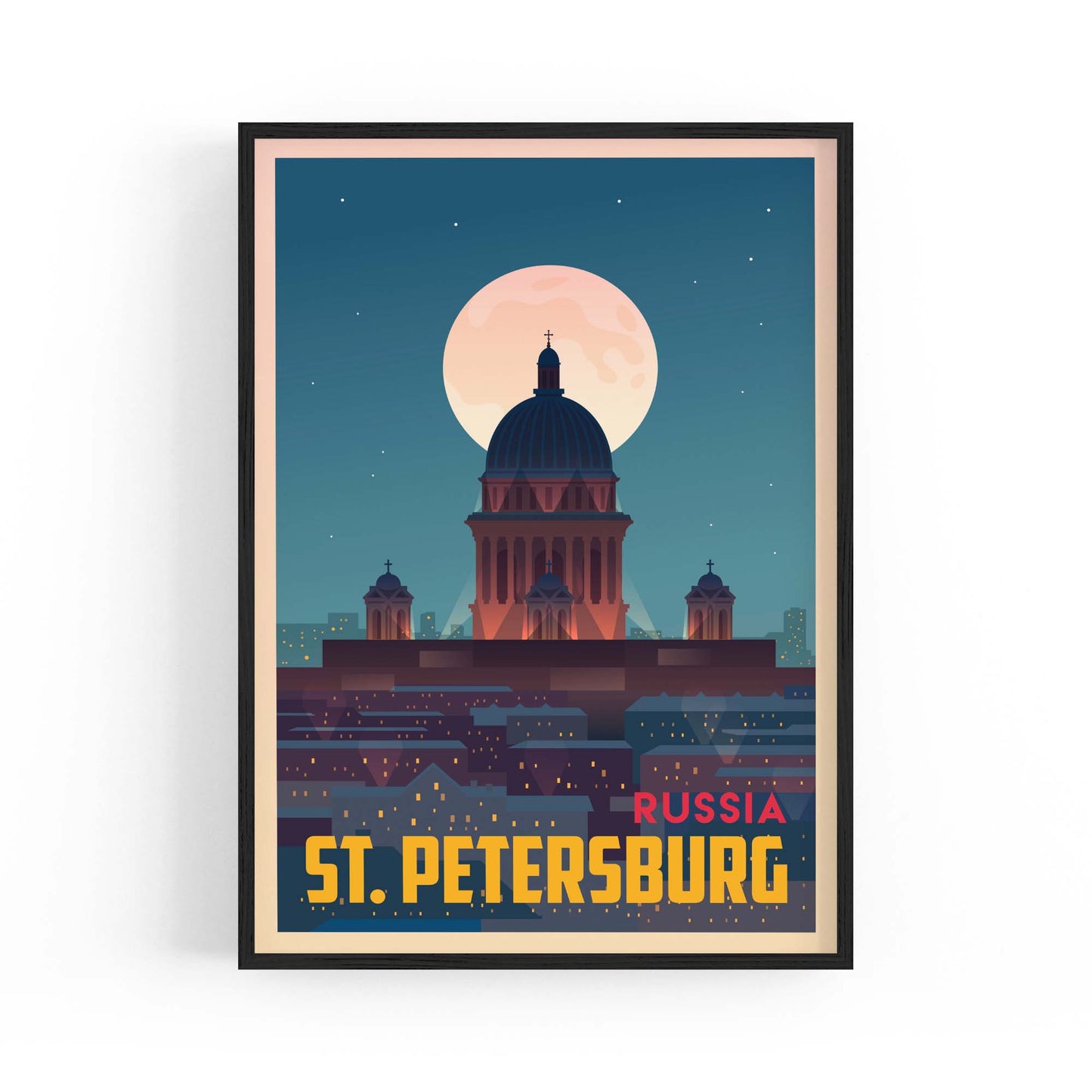 Retro St Petersburg Russia Vintage Travel Wall Art - The Affordable Art Company