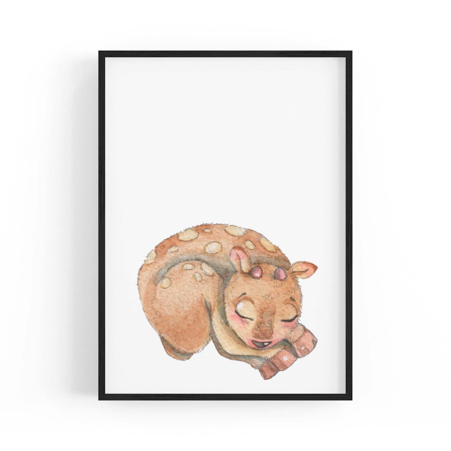 Cute Sleeping Deer Cartoon Animal Nursery Wall Art - The Affordable Art Company