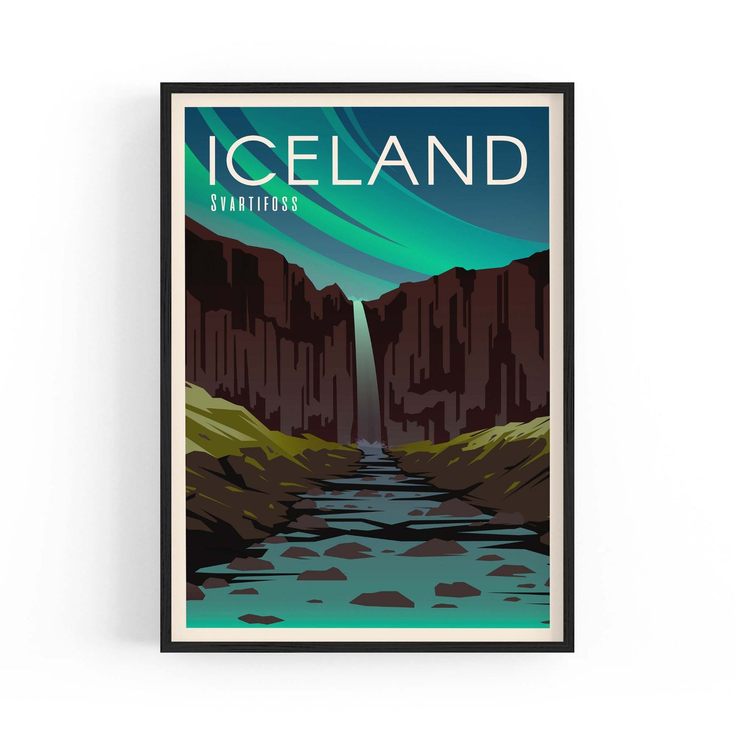 Retro Iceland European Travel Vintage Wall Art - The Affordable Art Company