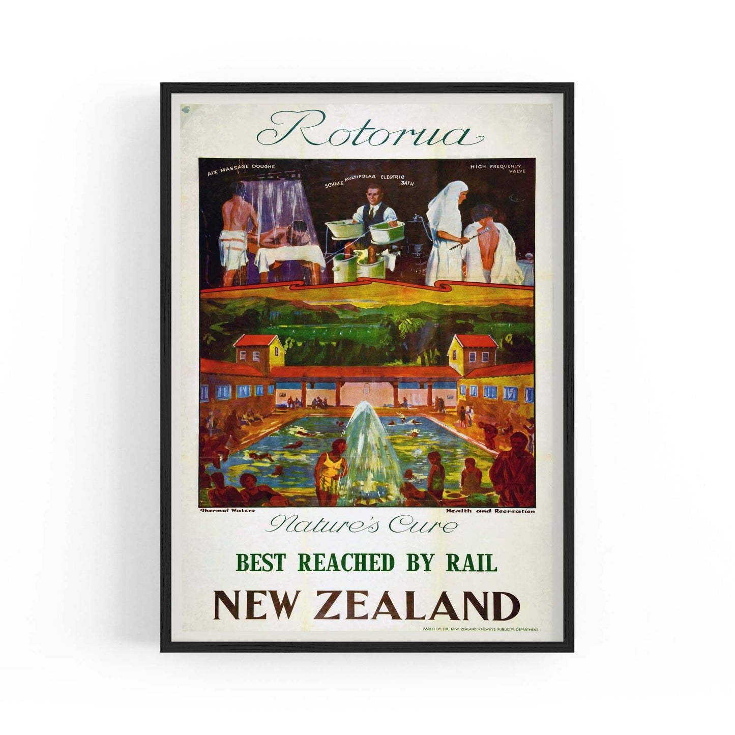 Rotorua New Zealand Vintage Travel Advert Wall Art - The Affordable Art Company