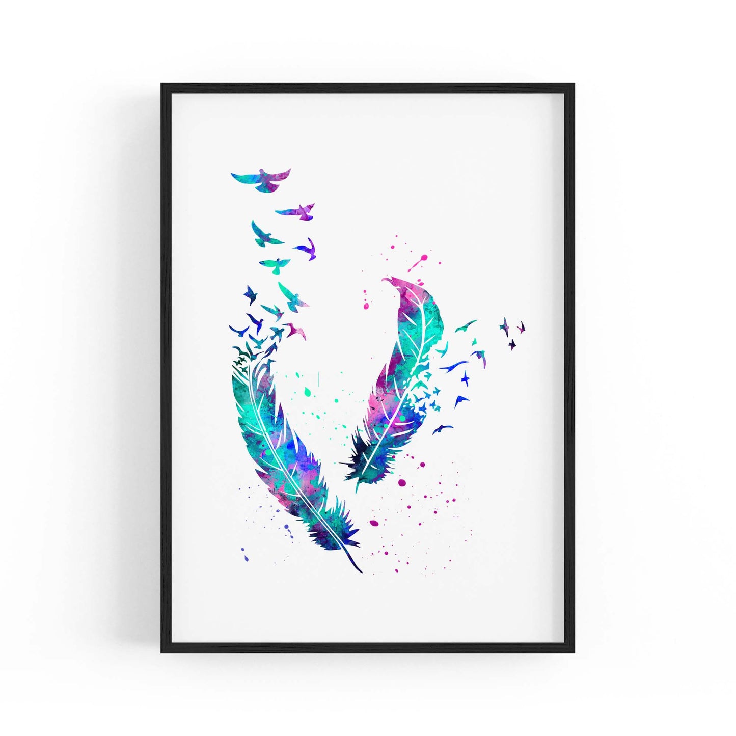 Feather Painting Colourful Bird Wall Art #2 - The Affordable Art Company