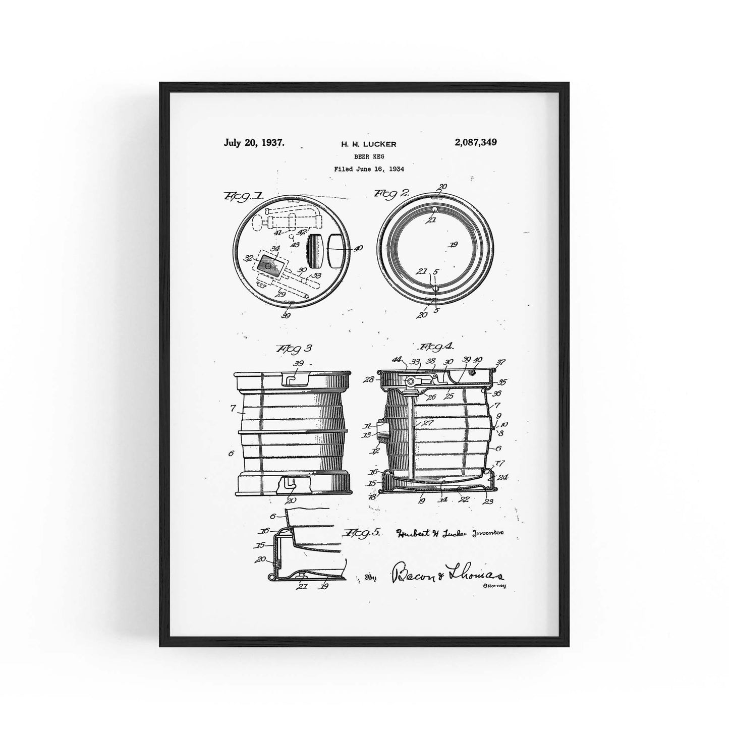 Vintage Beer Keg Patent Man Cave Gift Wall Art #2 - The Affordable Art Company