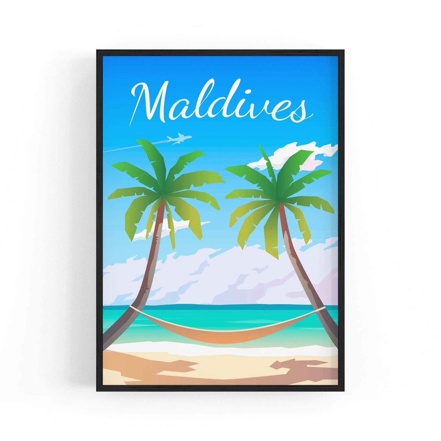 Retro Maldives Tropical Travel Vintage Wall Art - The Affordable Art Company