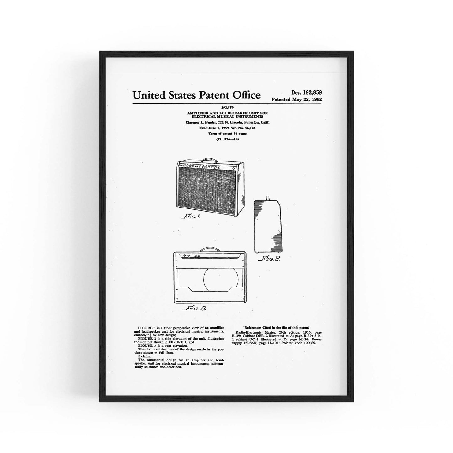 Vintage Music Amp Black Patent Gift Wall Art #2 - The Affordable Art Company