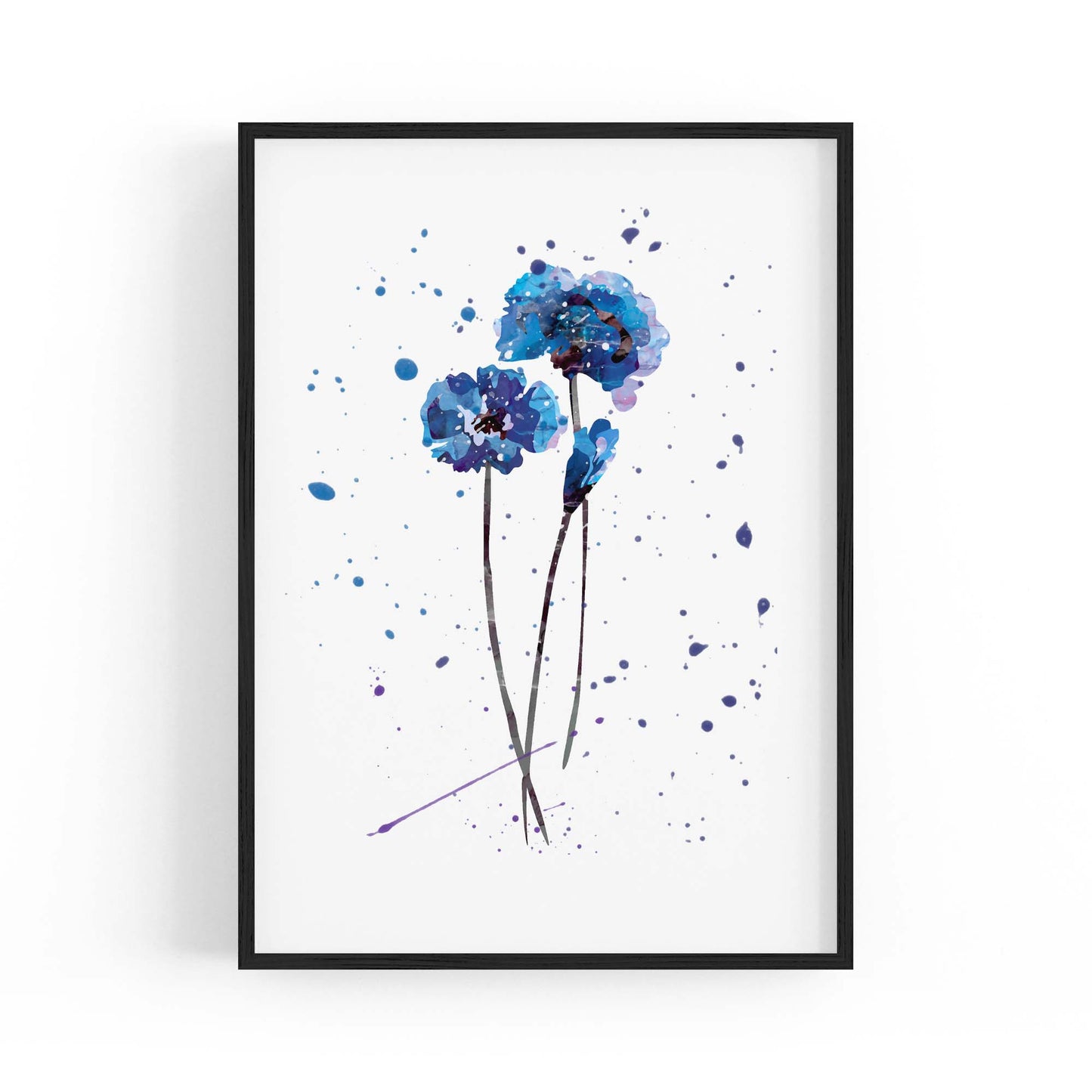Scandi Blue Flower Design Minimal Kitchen Wall Art #1 - The Affordable Art Company