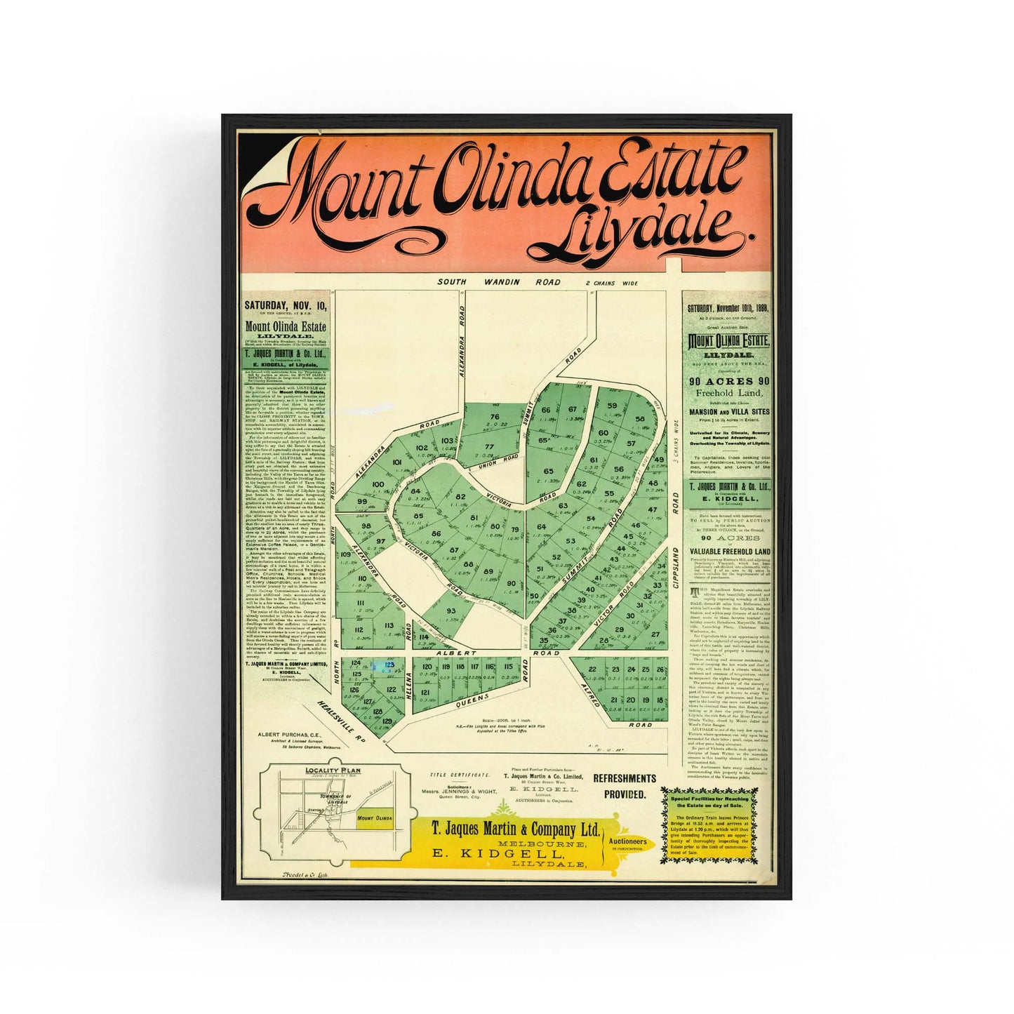 Lilydale Victoria Vintage Real Estate Advert Wall Art #2 - The Affordable Art Company