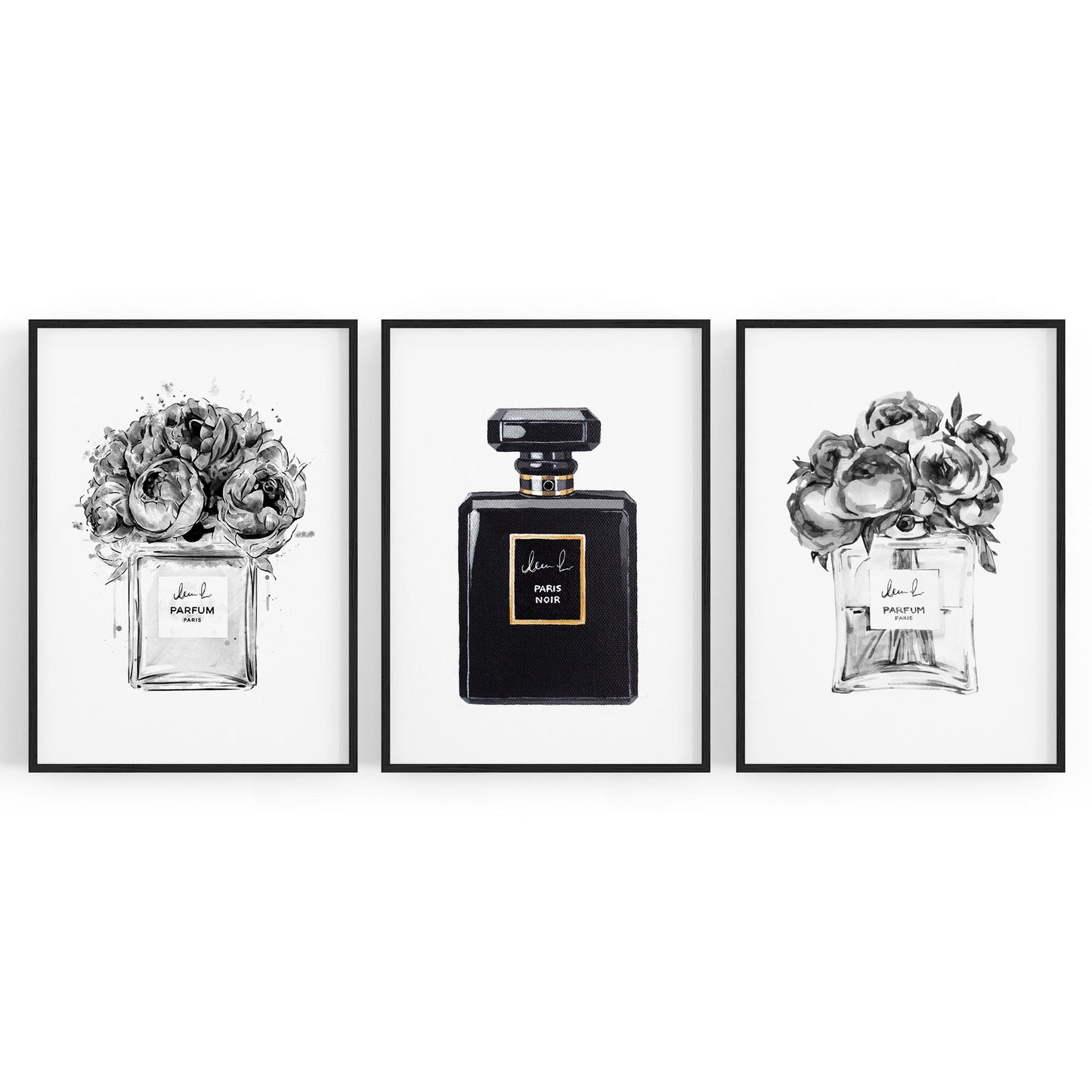 Set of Perfume Bottle Fashion Bedroom Wall Art #1 - The Affordable Art Company