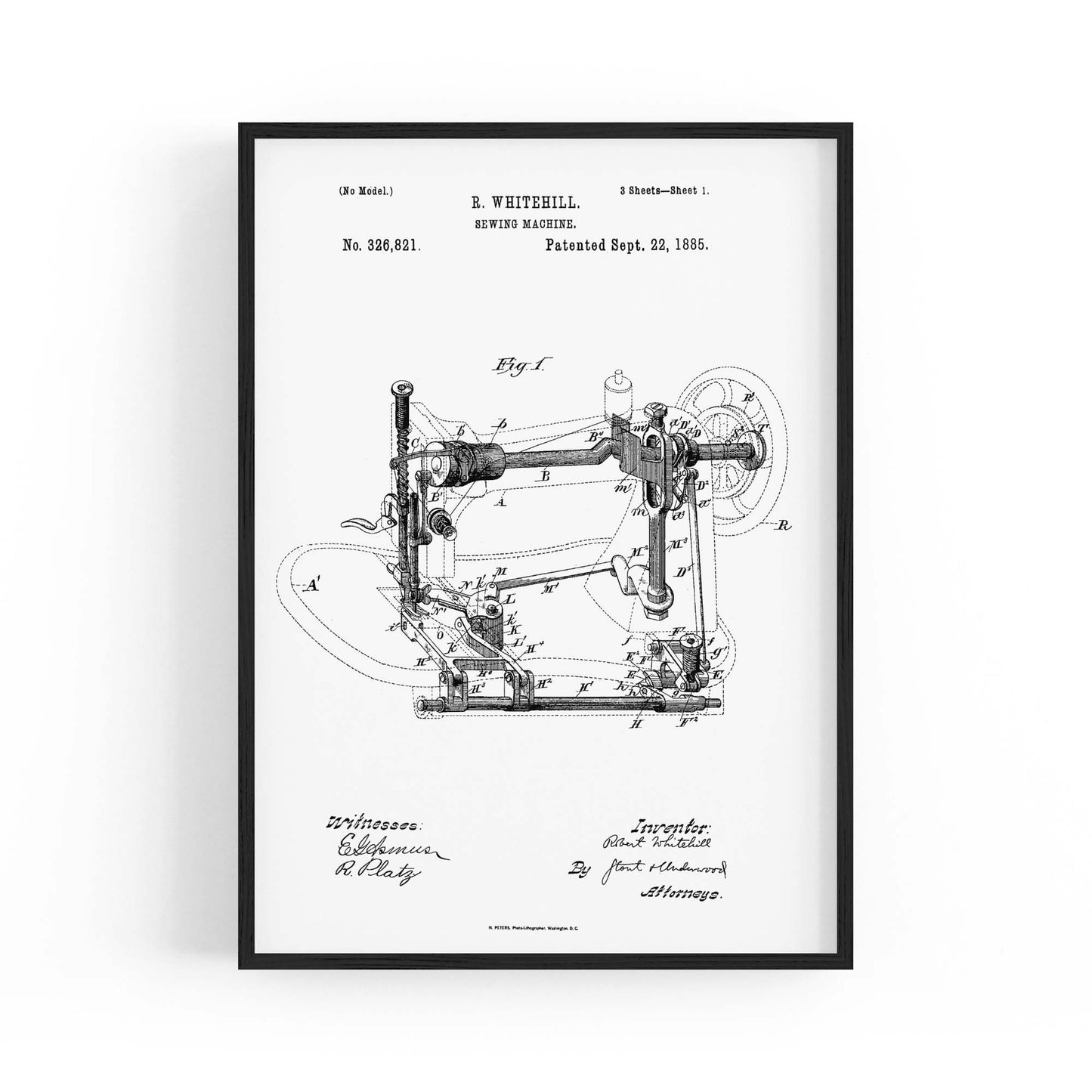 Vintage Sewing Machine Patent Wall Art #2 - The Affordable Art Company