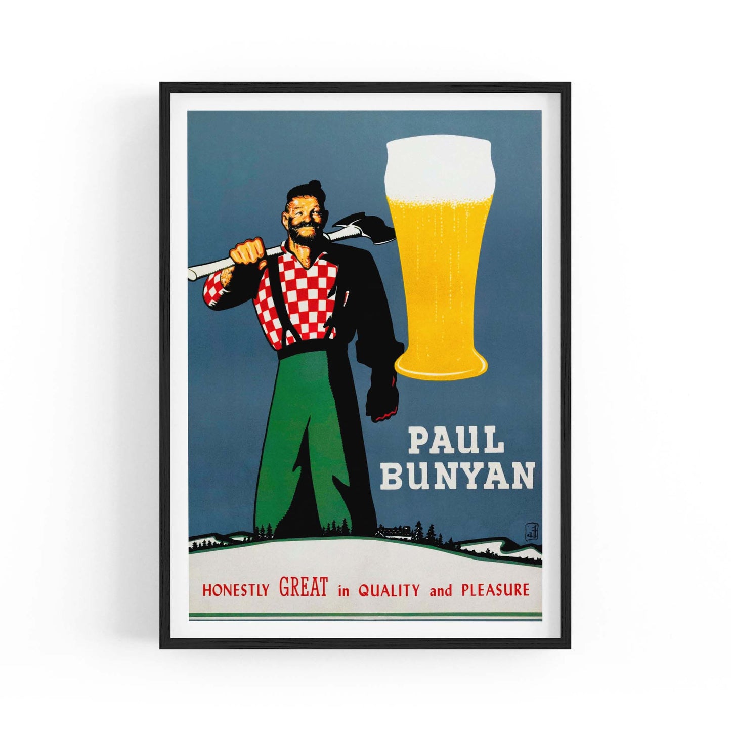 Paul Bunyan Vintage Beer Advert Wall Art - The Affordable Art Company