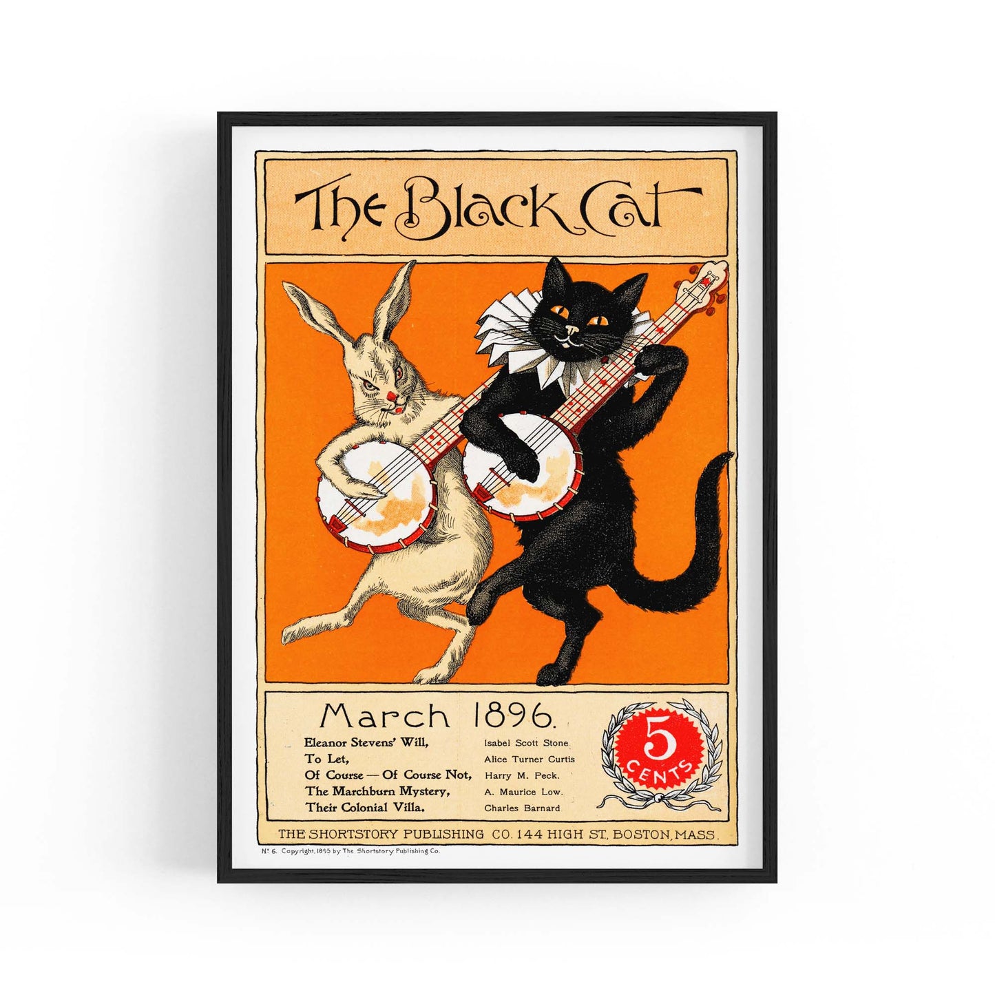 The Black Cat Vintage Cafe Advert Wall Art - The Affordable Art Company